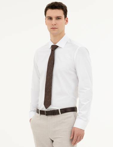 Beyaz Slim Fit Uzun Kollu Basic Gömlek