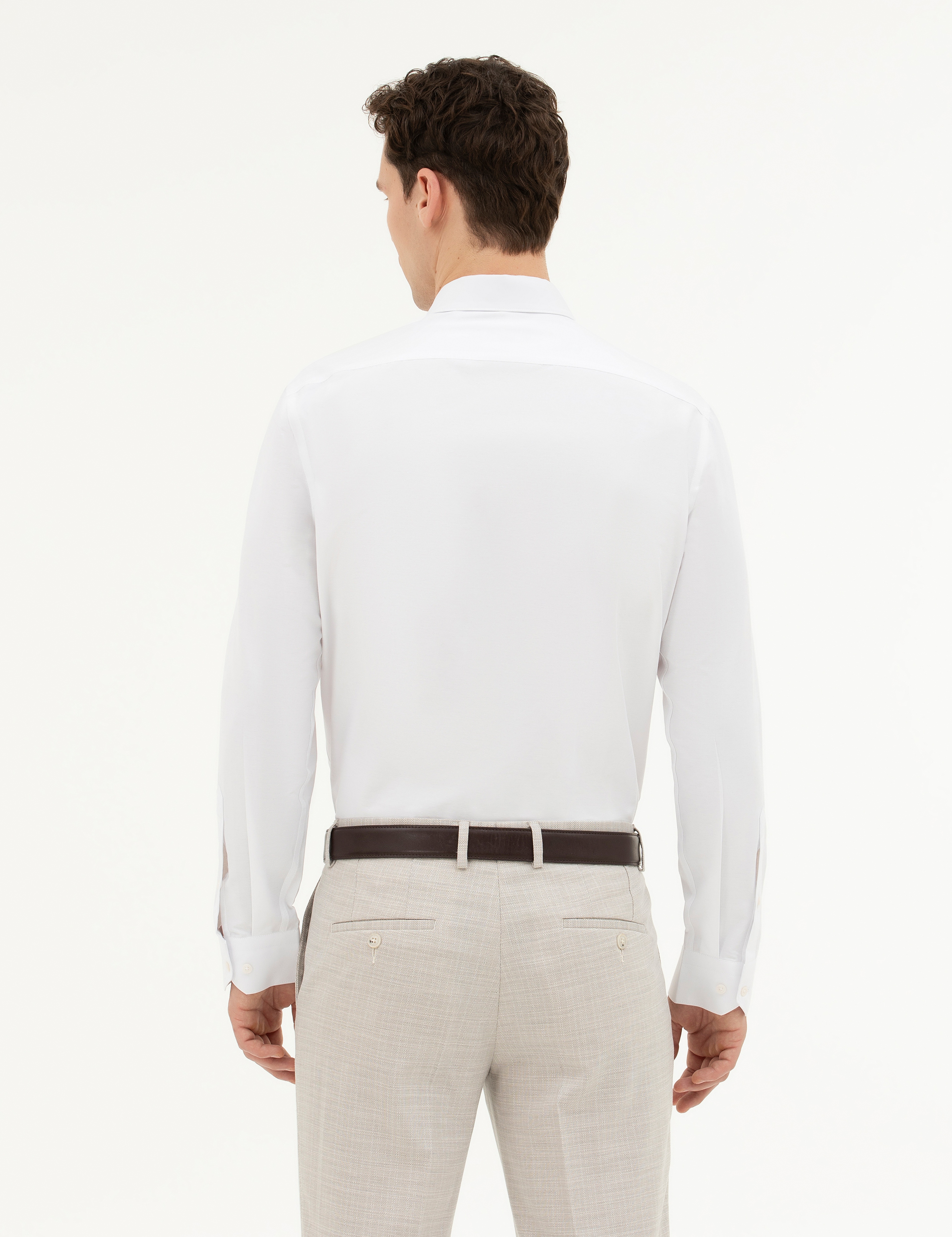 Beyaz Slim Fit Uzun Kollu Basic Gömlek - Image 5