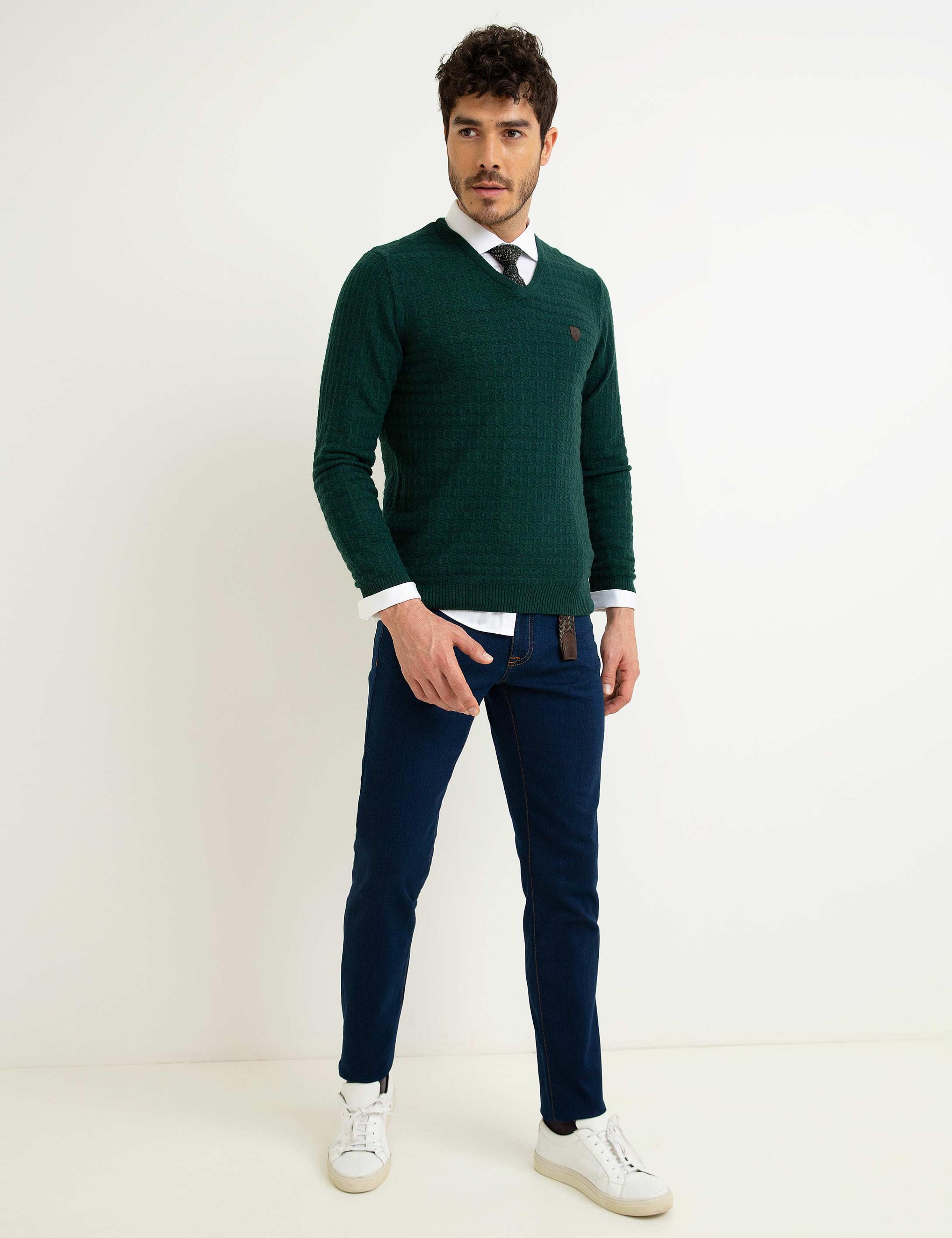 Koyu Yeşil Slim Fit Kazak