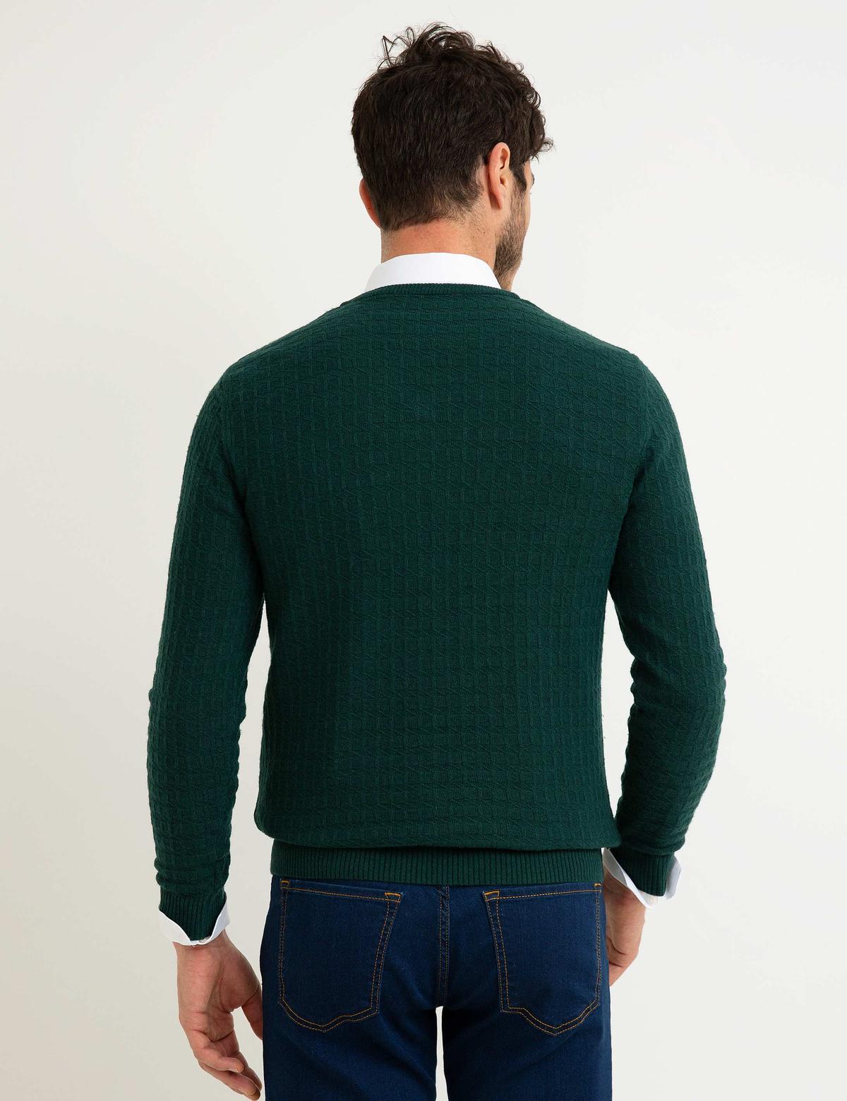 Koyu Yeşil Slim Fit Kazak - 50152897033