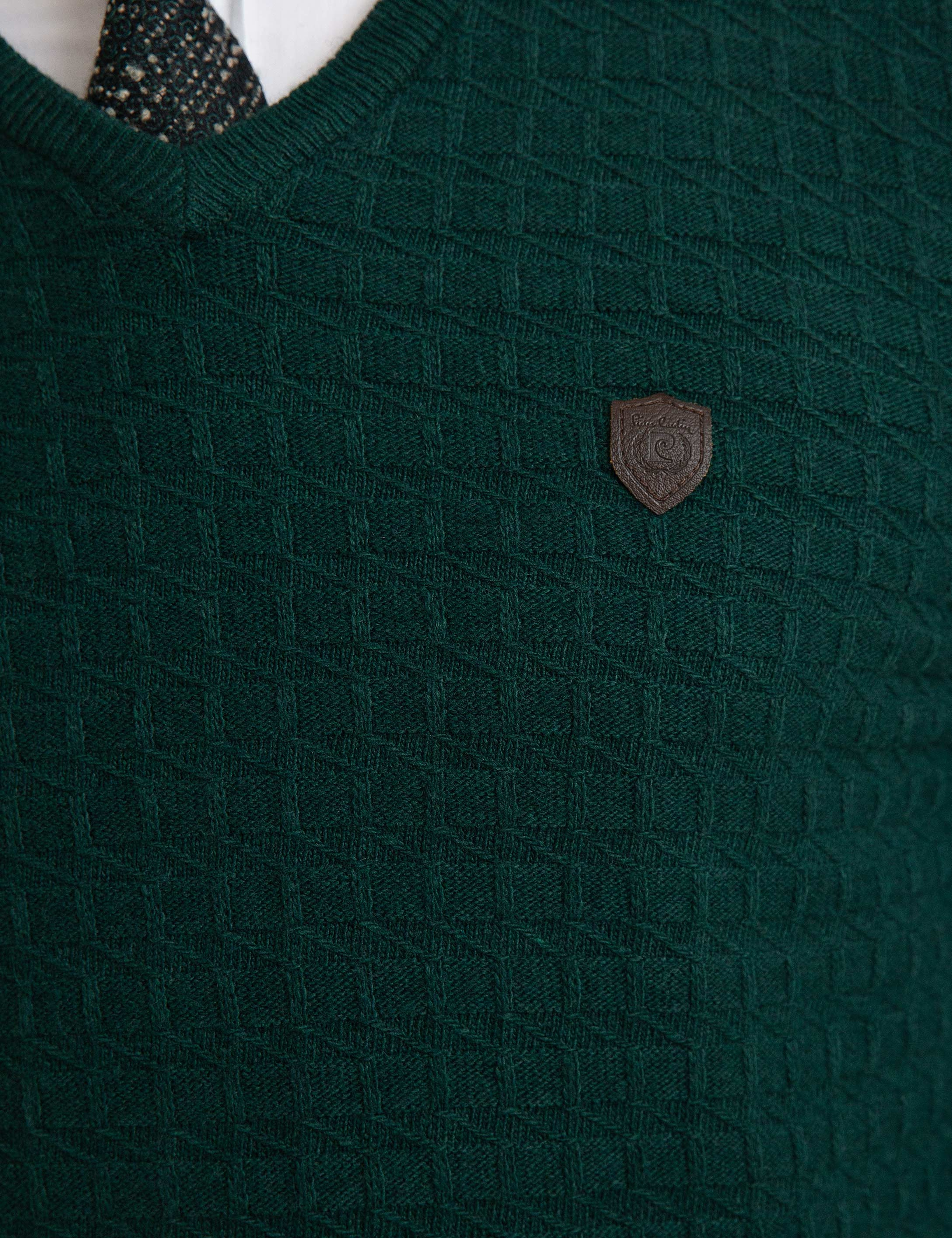 Koyu Yeşil Slim Fit Kazak - Image 5