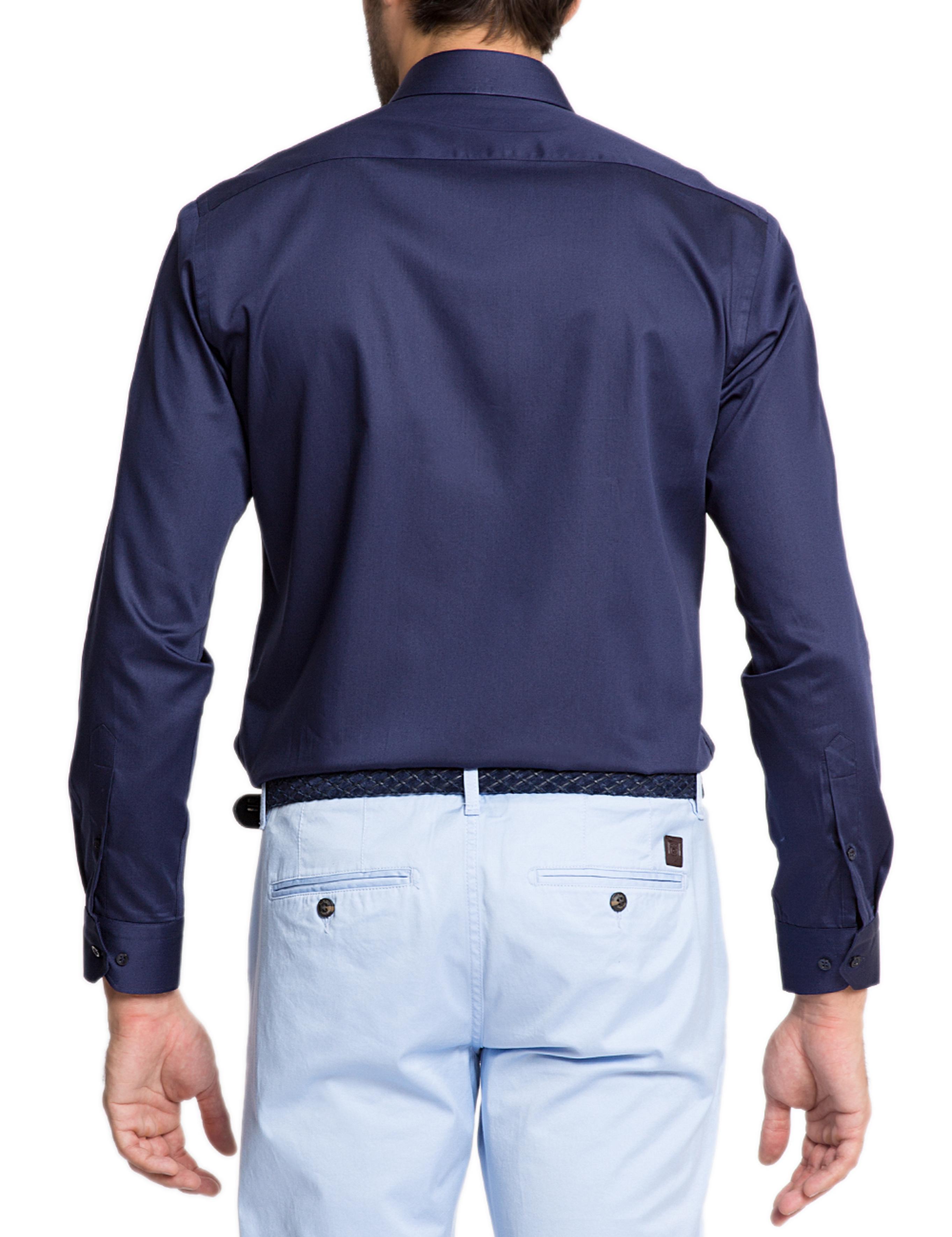 Lacivert Slim Fit Uzun Kollu Basic Gömlek