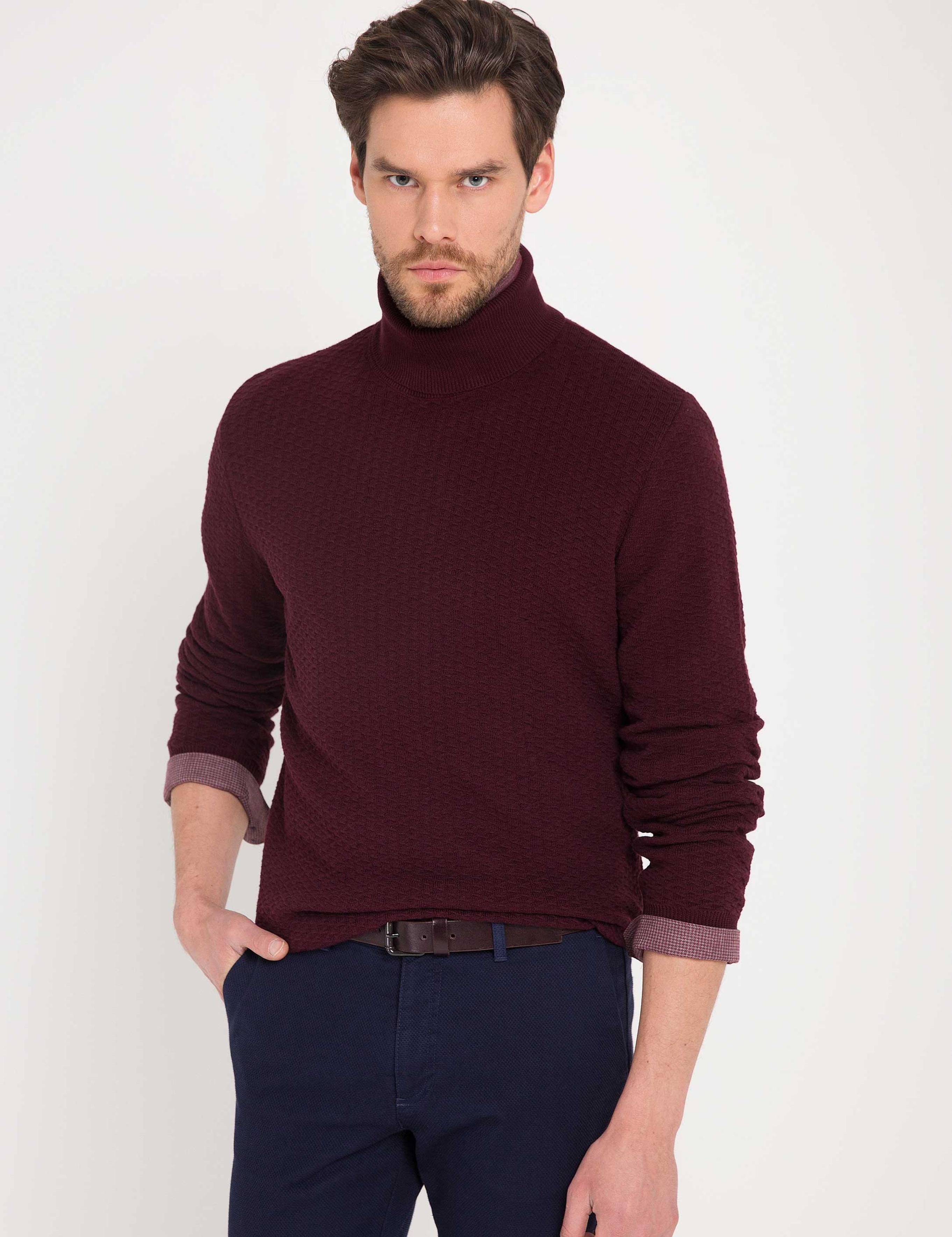 Bordo Slim Fit Kazak