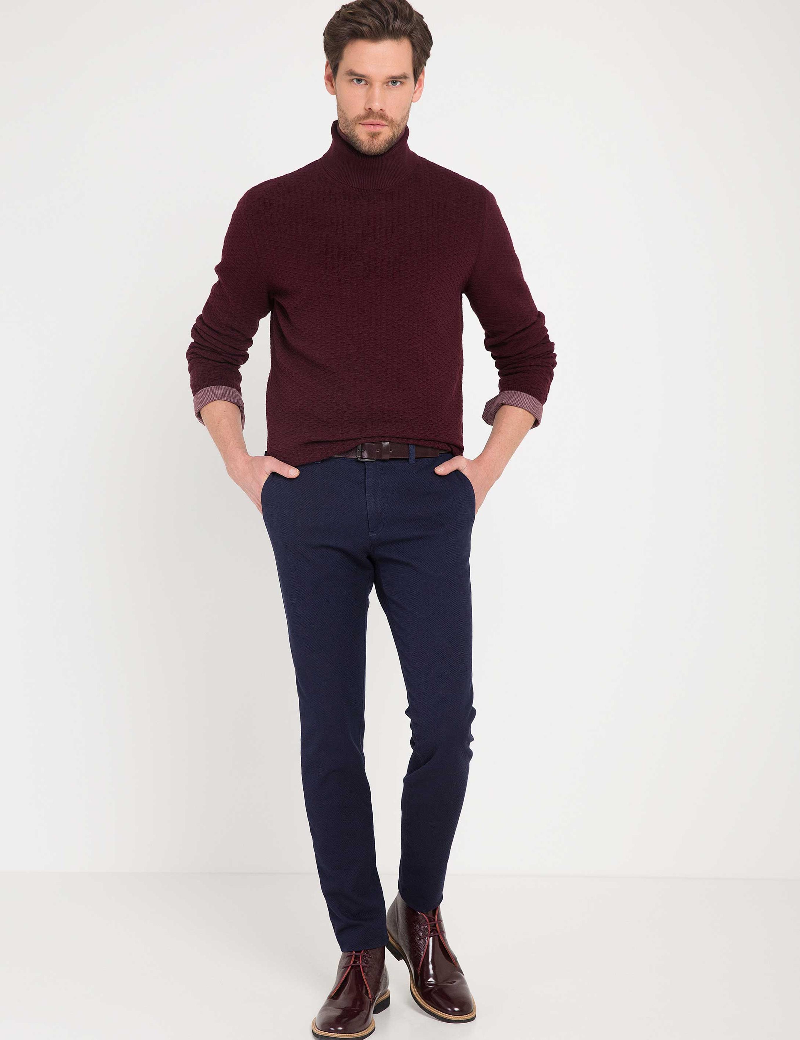 Bordo Slim Fit Kazak