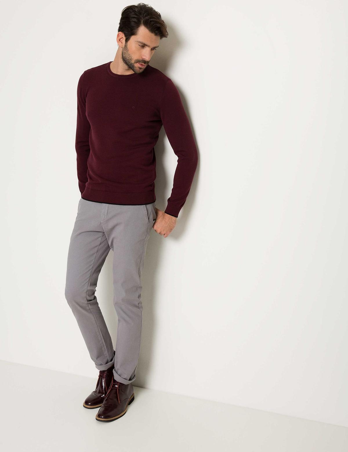 Bordo Slim Fit Basic Kazak - 50179015031