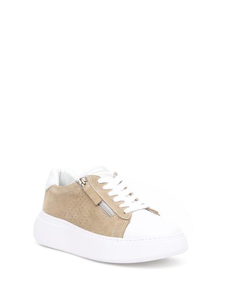 Bej Deri Sneaker - 50268265019