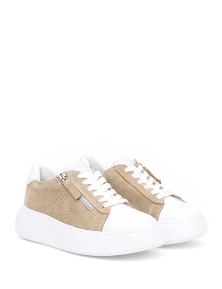Bej Deri Sneaker - 50268265019