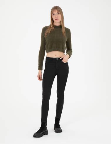 Siyah Skinny Fit Kanvas Pantolon