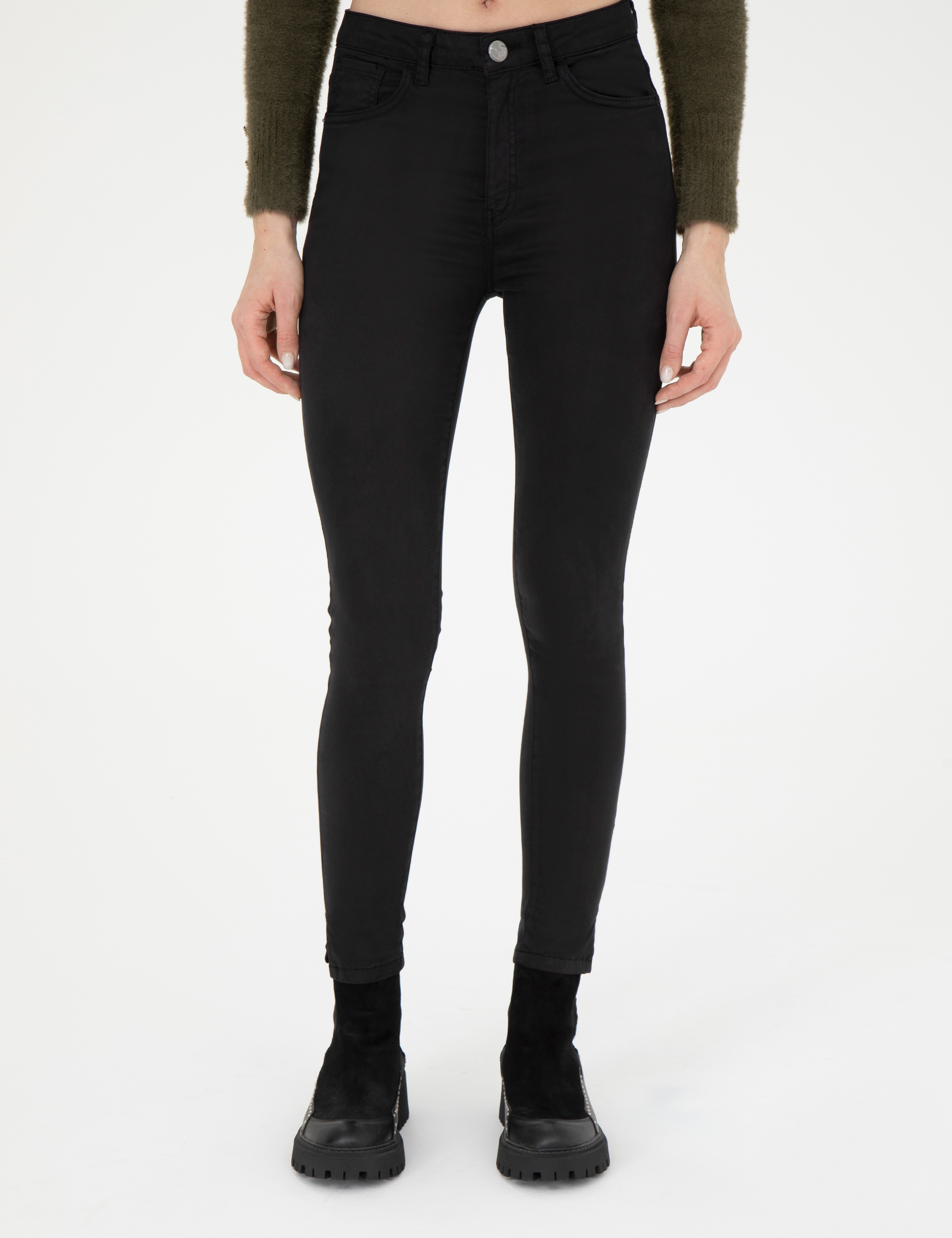 Siyah Skinny Fit Kanvas Pantolon
