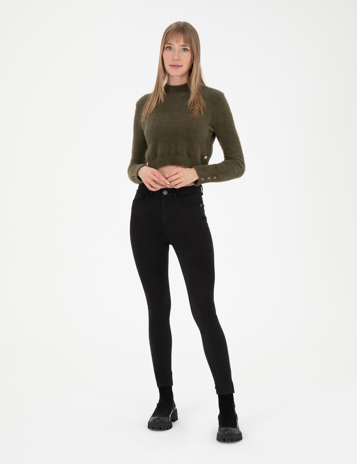 Siyah Skinny Fit Kanvas Pantolon