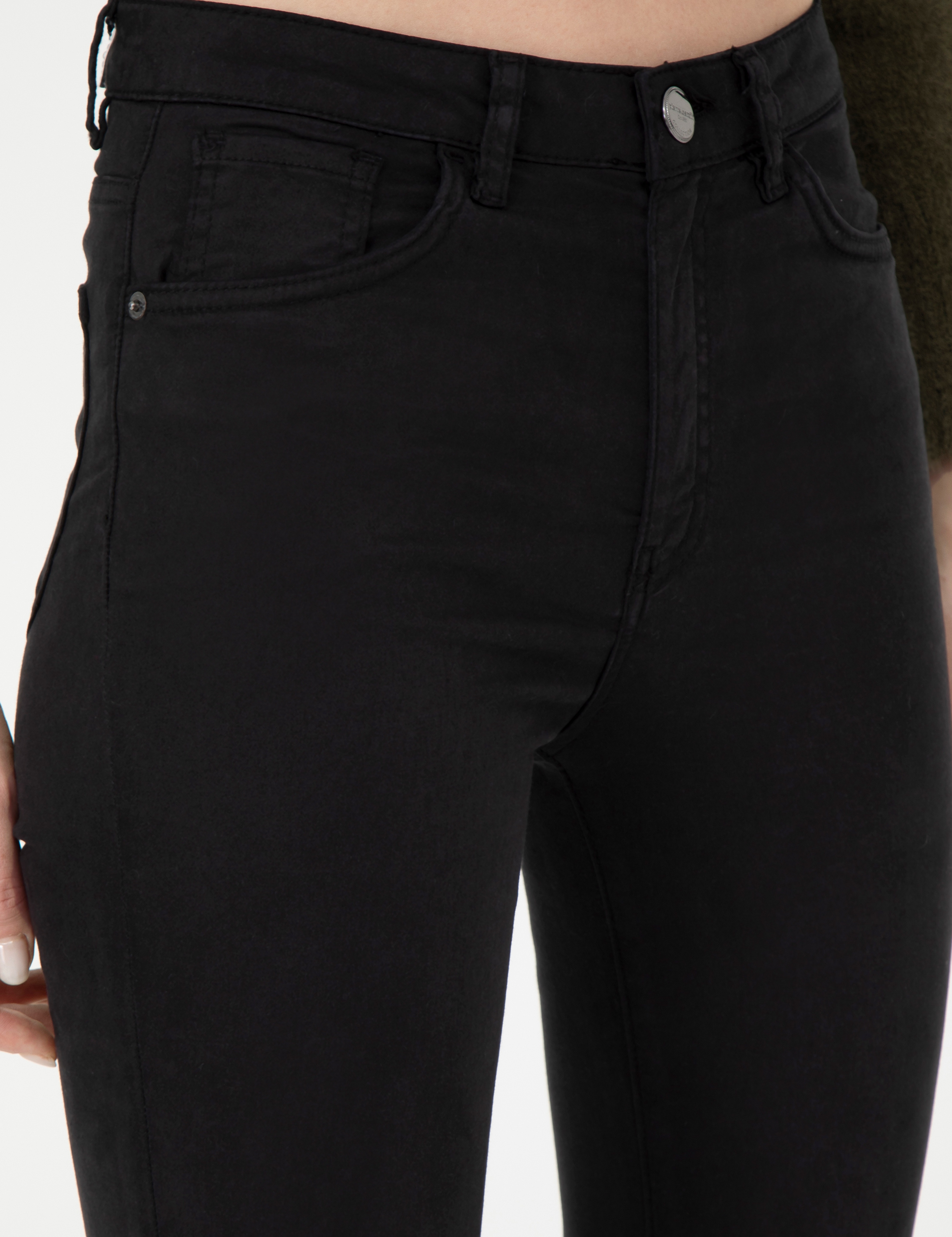 Siyah Skinny Fit Kanvas Pantolon - Image 5