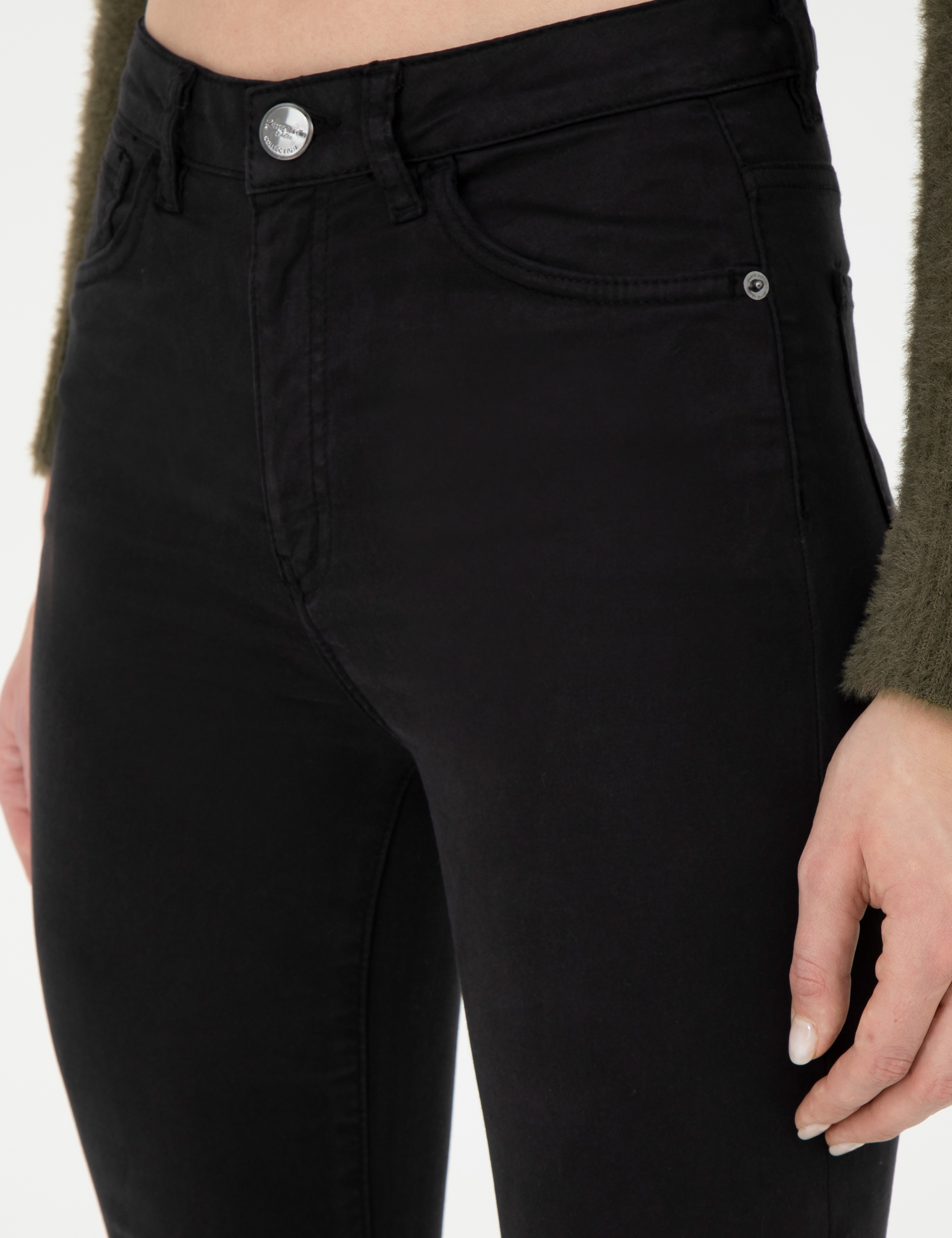 Siyah Skinny Fit Kanvas Pantolon - Image 6