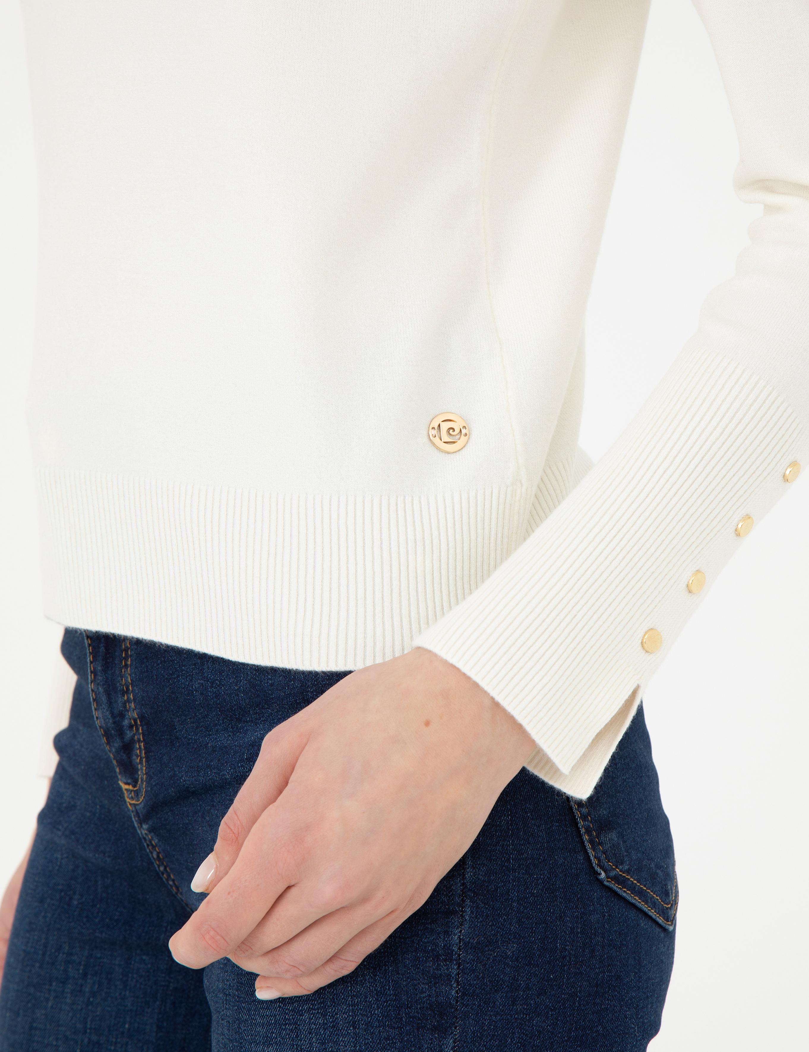 Ekru Slim Fit Yarım Balıkçı Yaka Kazak