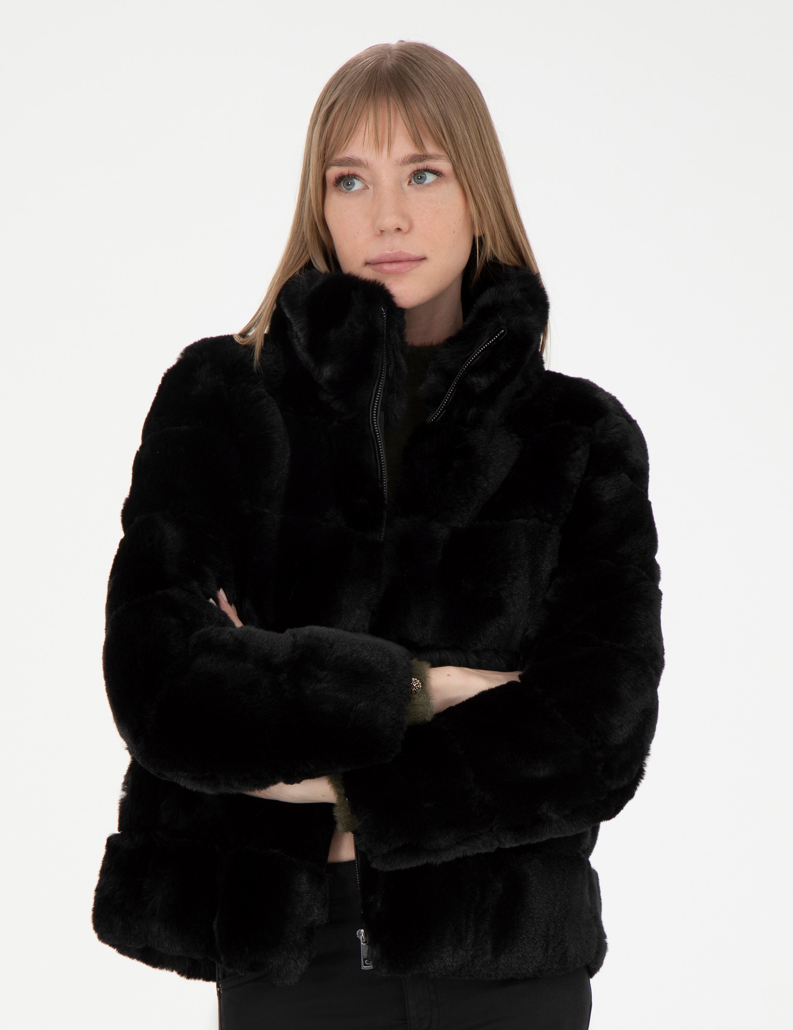 Siyah Comfort Fit Suni Kürk