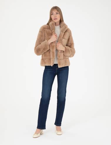 Bej Comfort Fit Suni Kürk