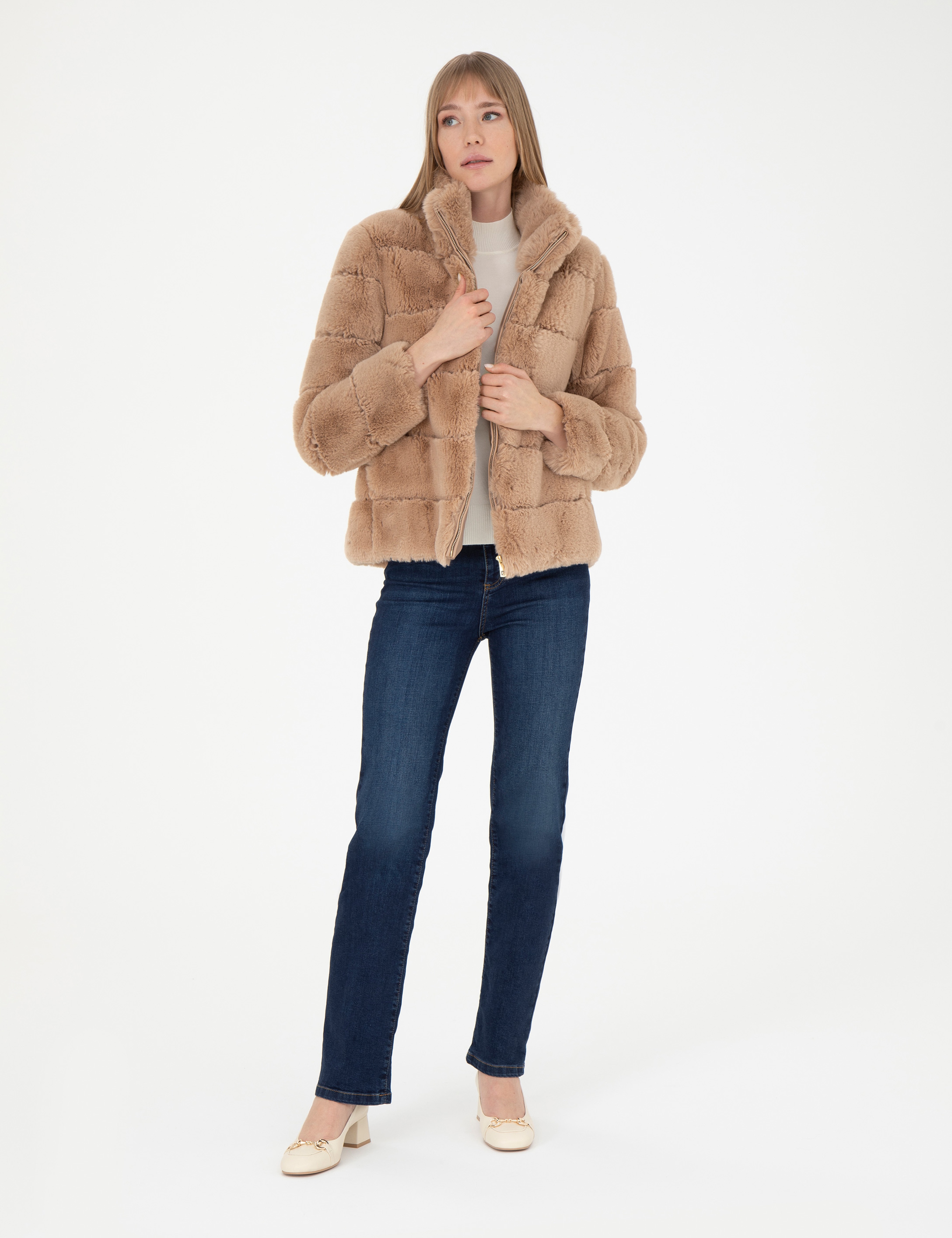 Bej Comfort Fit Suni Kürk