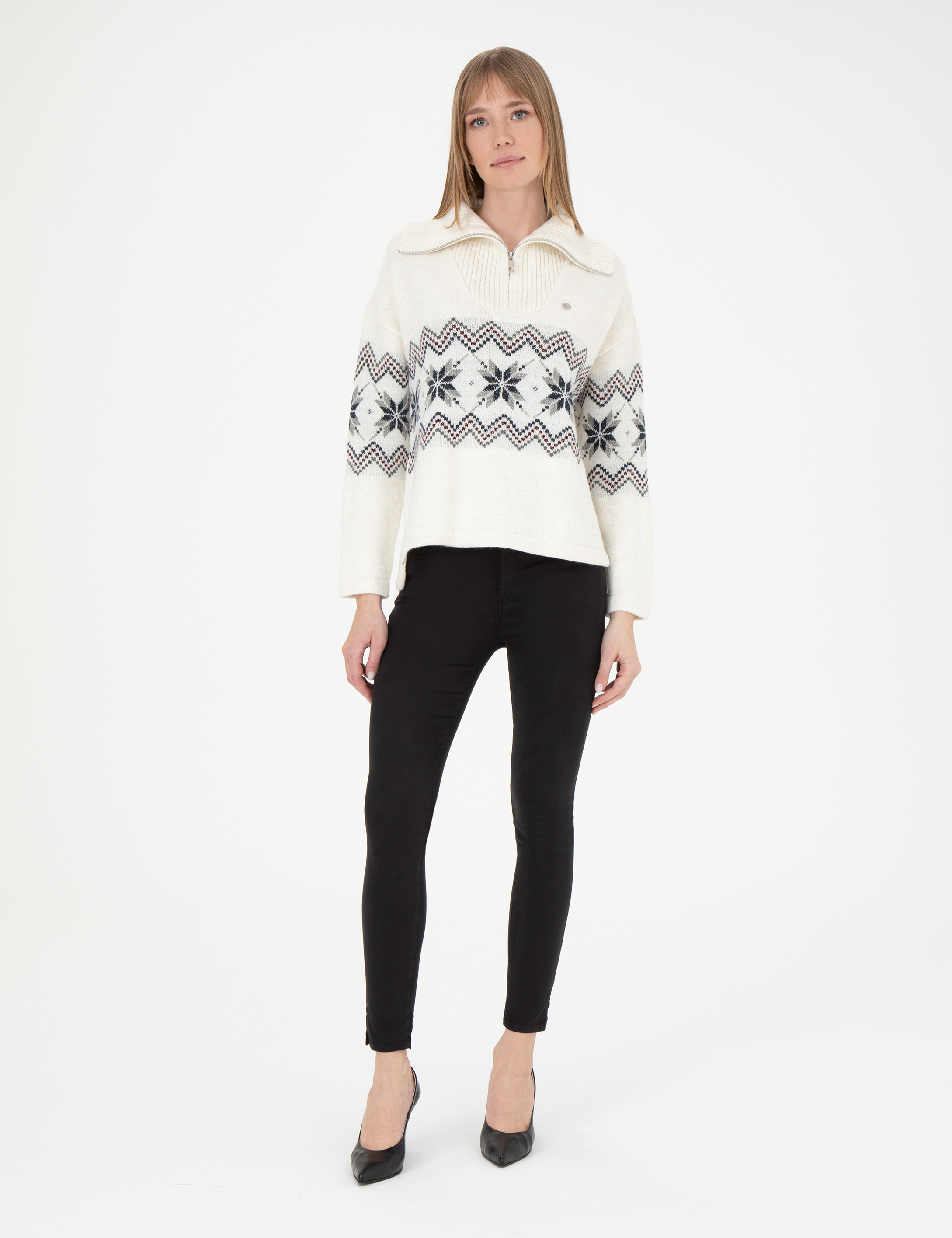 Pierre Cardin Ekru Comfort Fit Fermuarlı Kazak görsel 4
