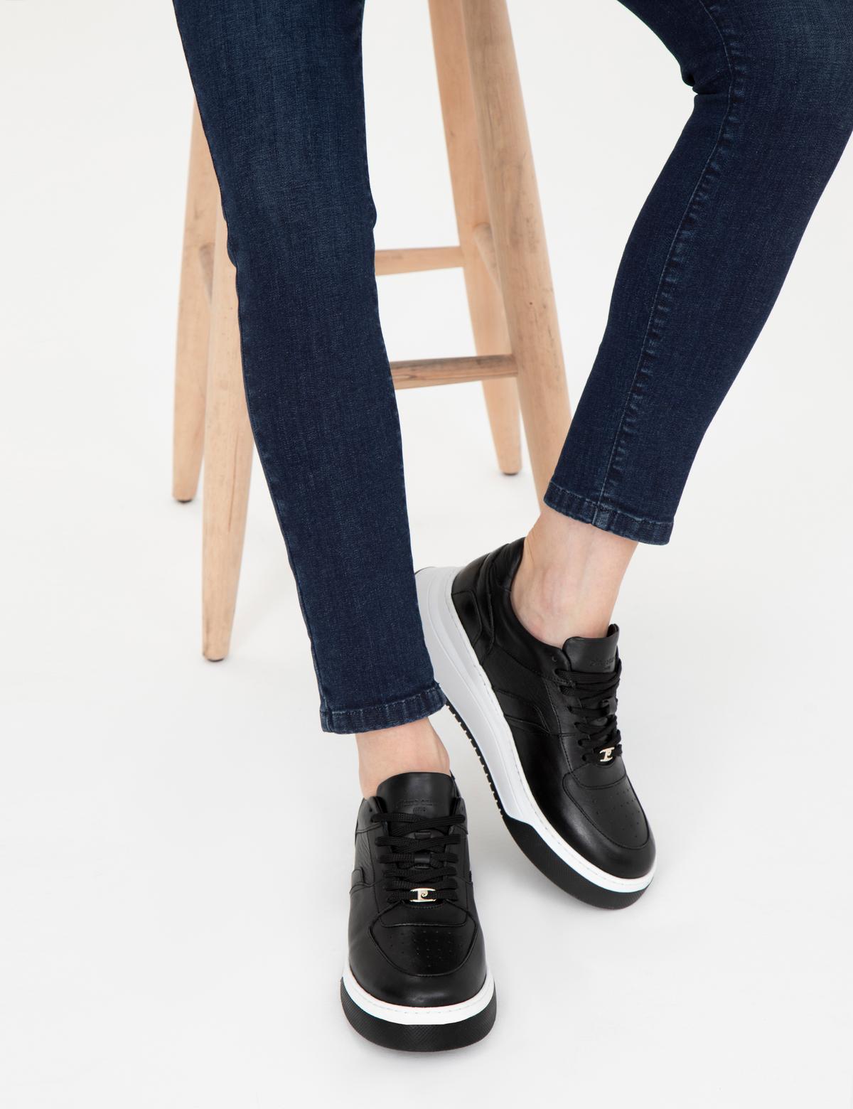 Siyah Deri Sneaker - 50287779021