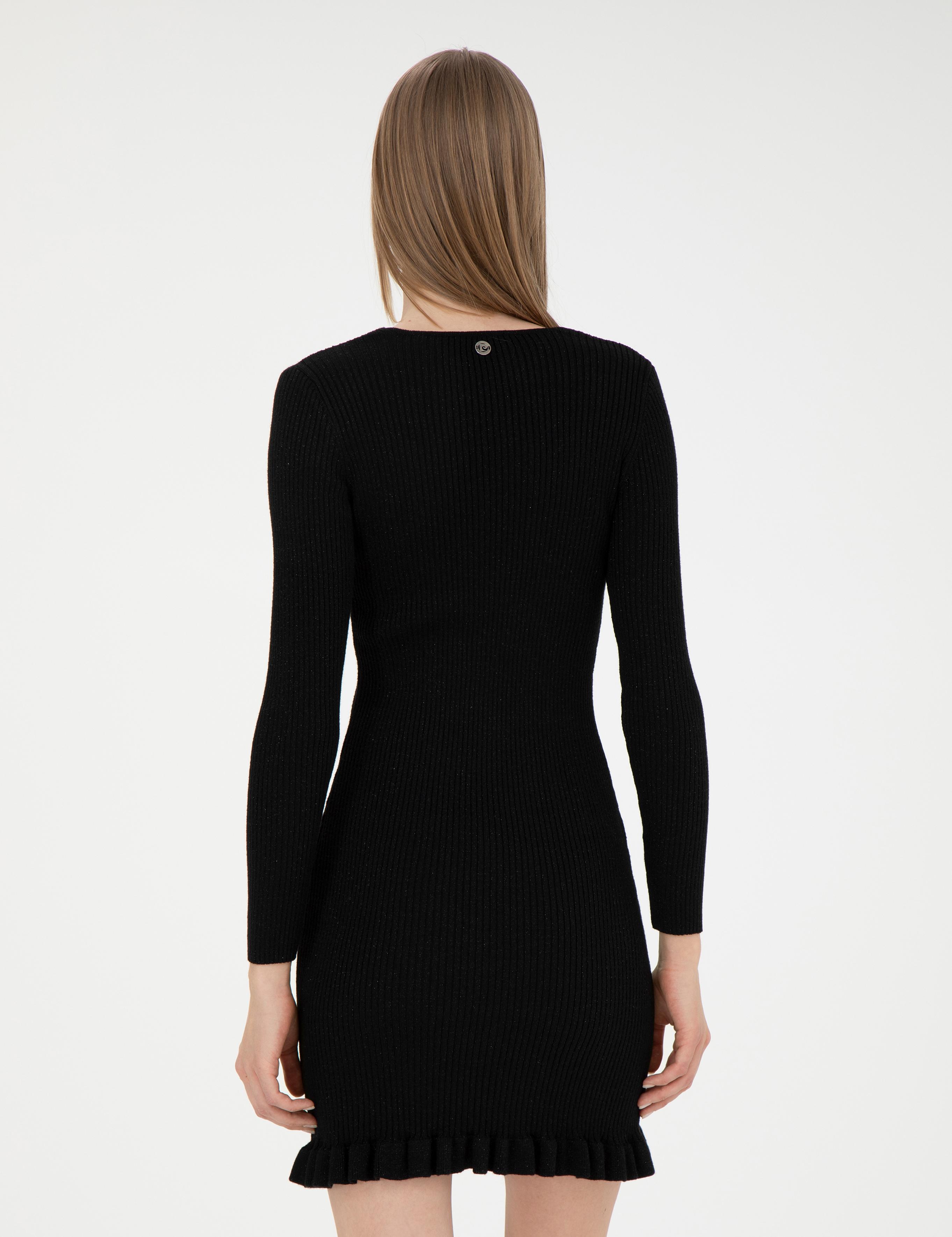 Siyah Ex. Slim Fit Triko Elbise