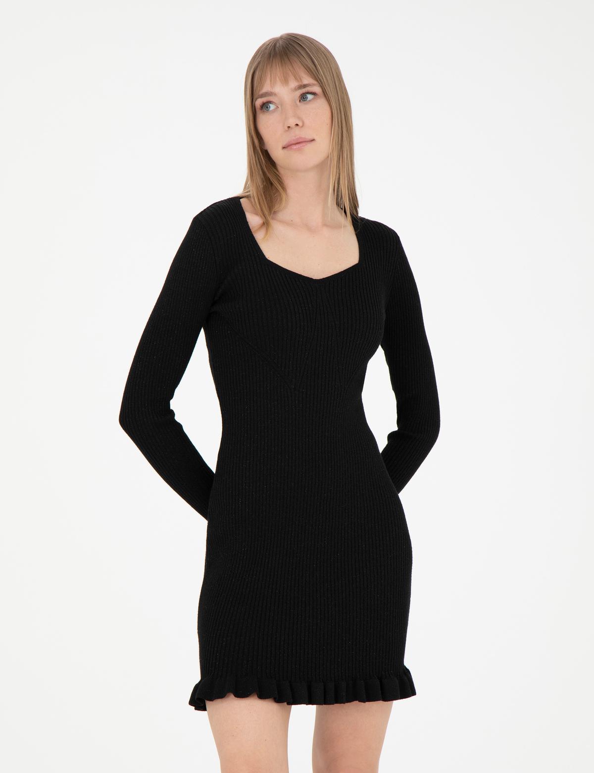 Siyah Ex. Slim Fit Triko Elbise - 50280230013