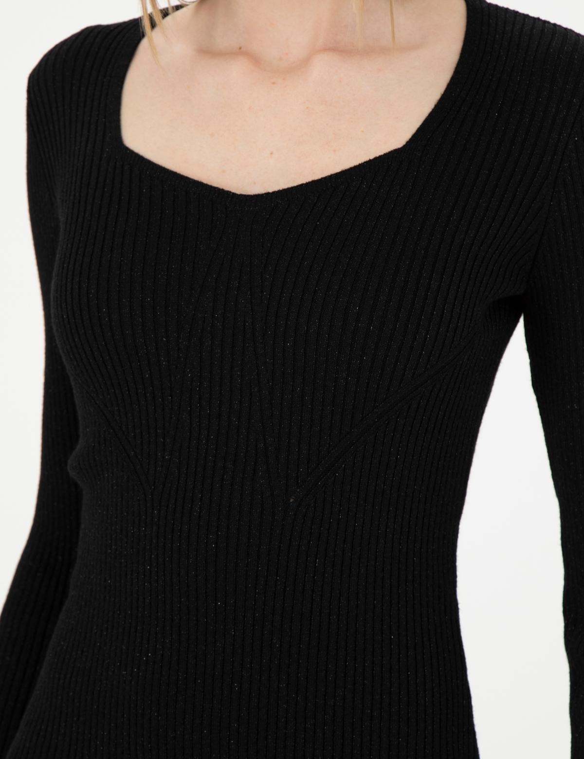 Siyah Ex. Slim Fit Triko Elbise - 50280230013