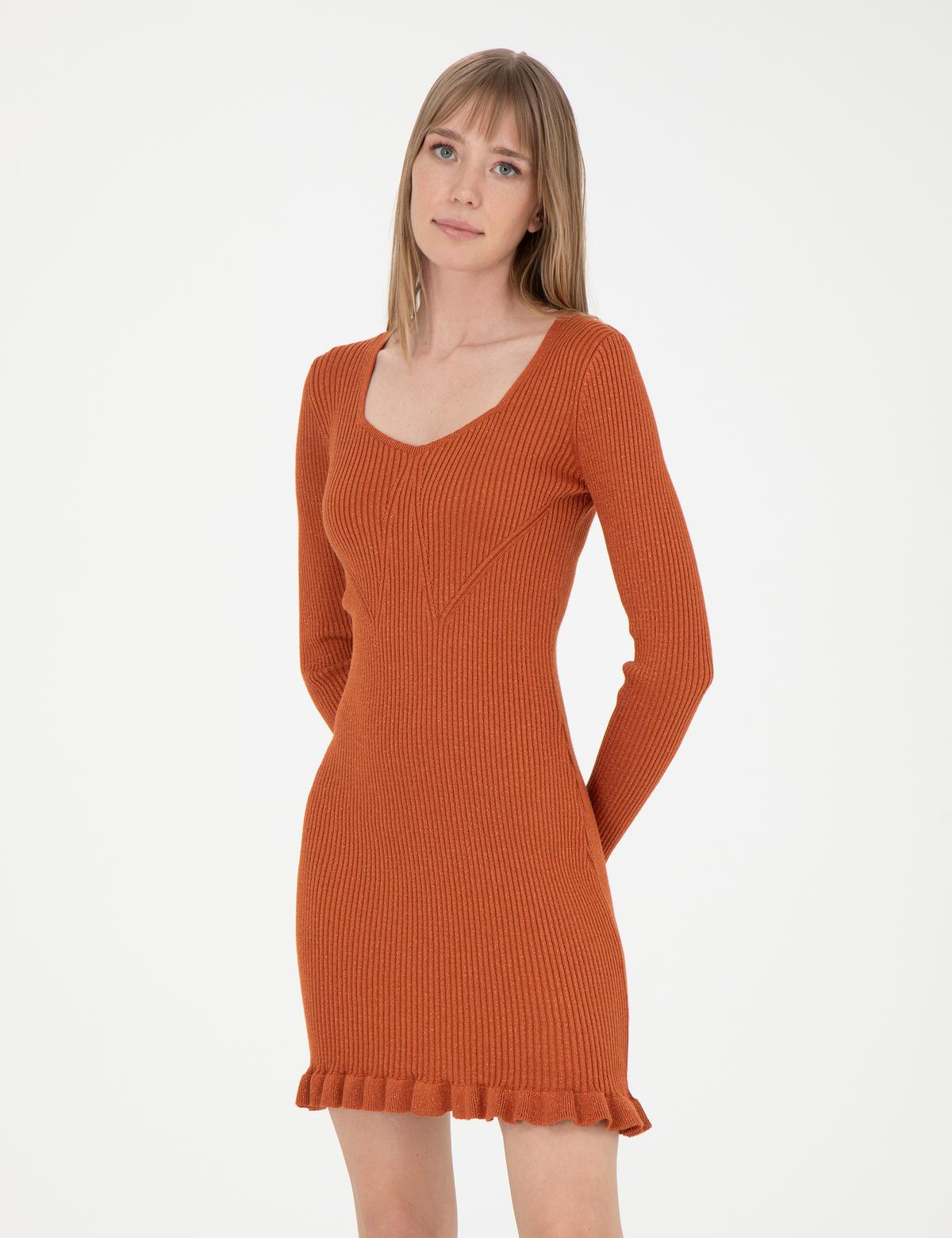 Kiremit Ex. Slim Fit Triko Elbise