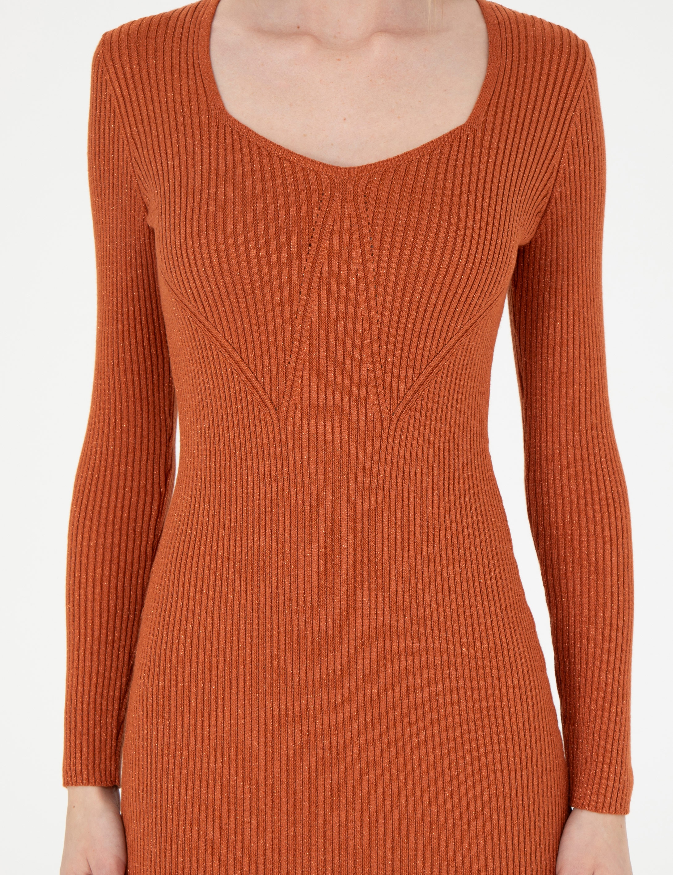 Pierre Cardin Kiremit Extra Slim Fit Triko Elbise görsel 6
