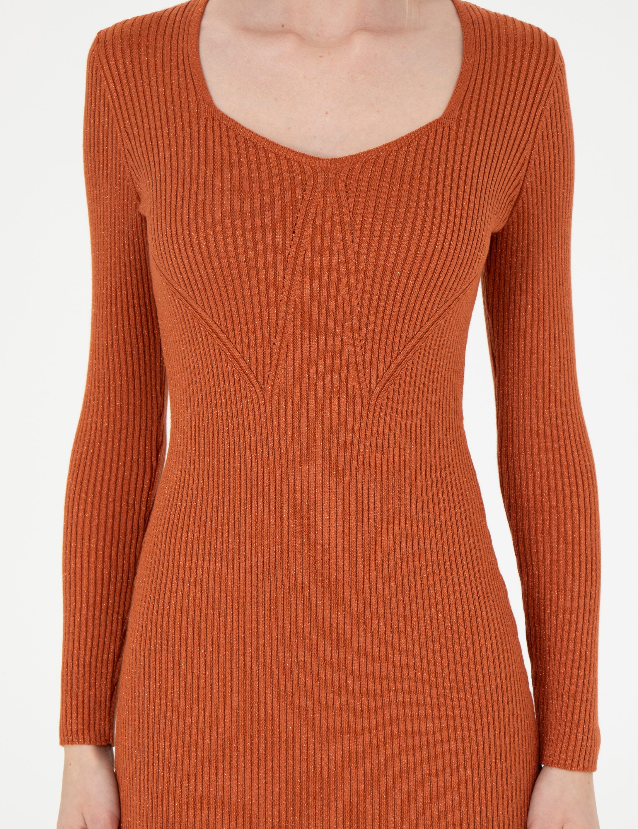 Kiremit Ex. Slim Fit Triko Elbise - Image 6