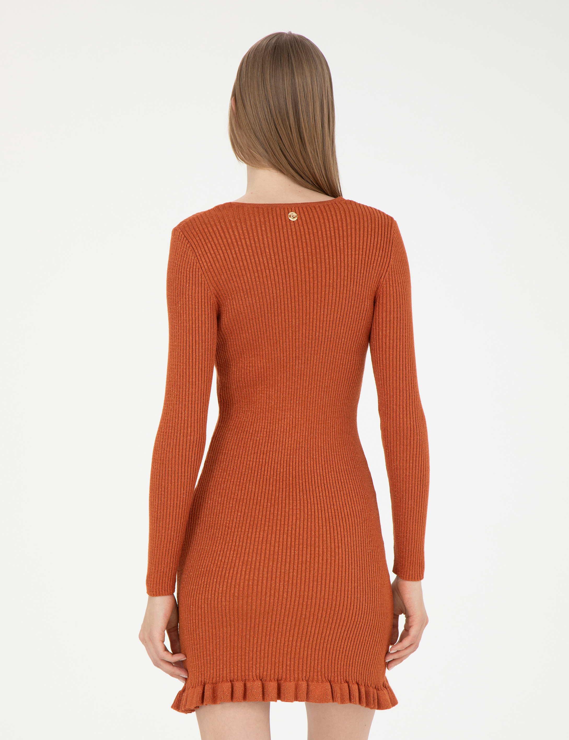 Pierre Cardin Kiremit Extra Slim Fit Triko Elbise görsel 5