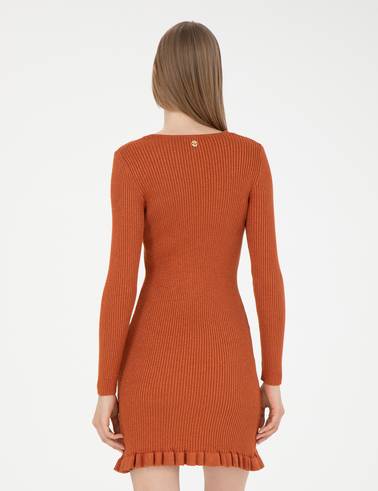 Kiremit Extra Slim Fit Triko Elbise