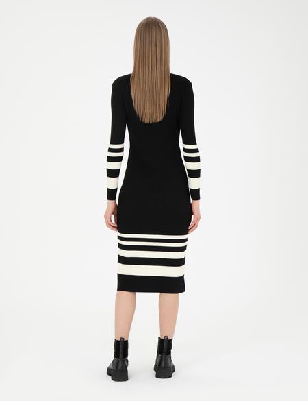 Siyah Slim Fit Triko Elbise - 50280284011