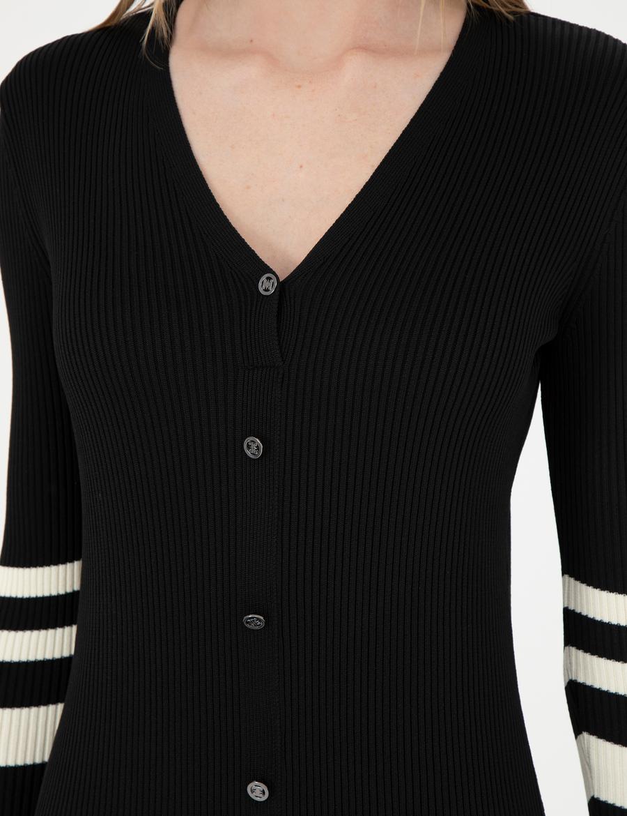 Siyah Slim Fit Triko Elbise