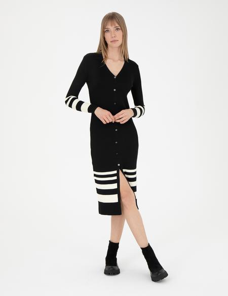 Siyah Slim Fit Triko Elbise - 50280284011