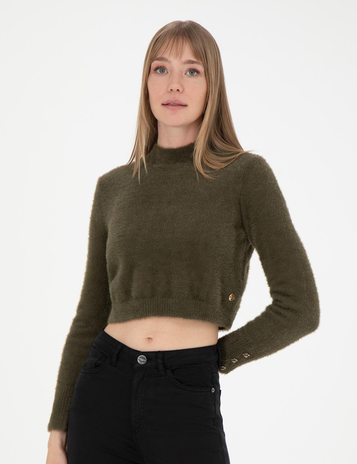 Haki Crop Top Kazak - 50276229023