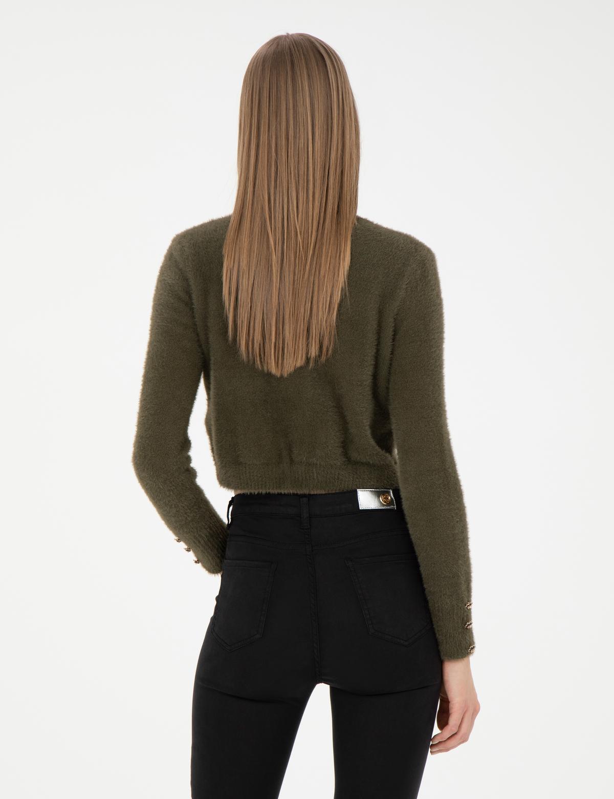 Haki Crop Top Kazak - 50276229023