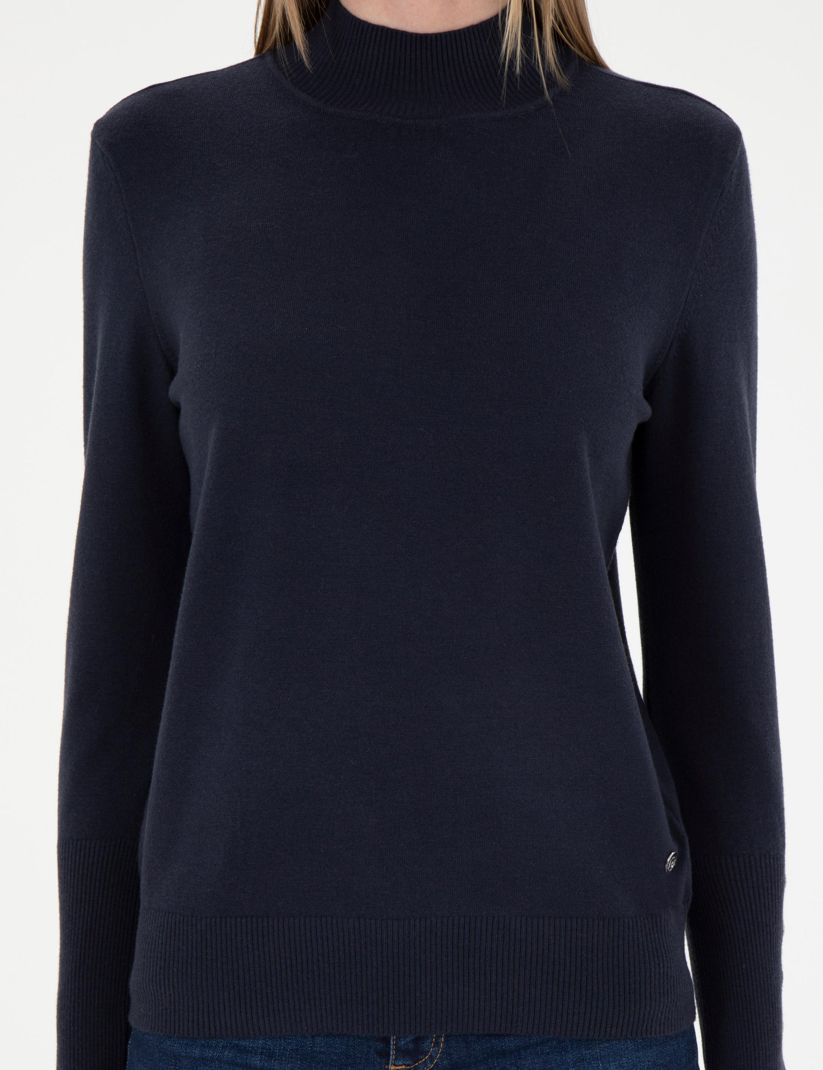 Lacivert Slim Fit Yarım Balıkçı Yaka Kazak