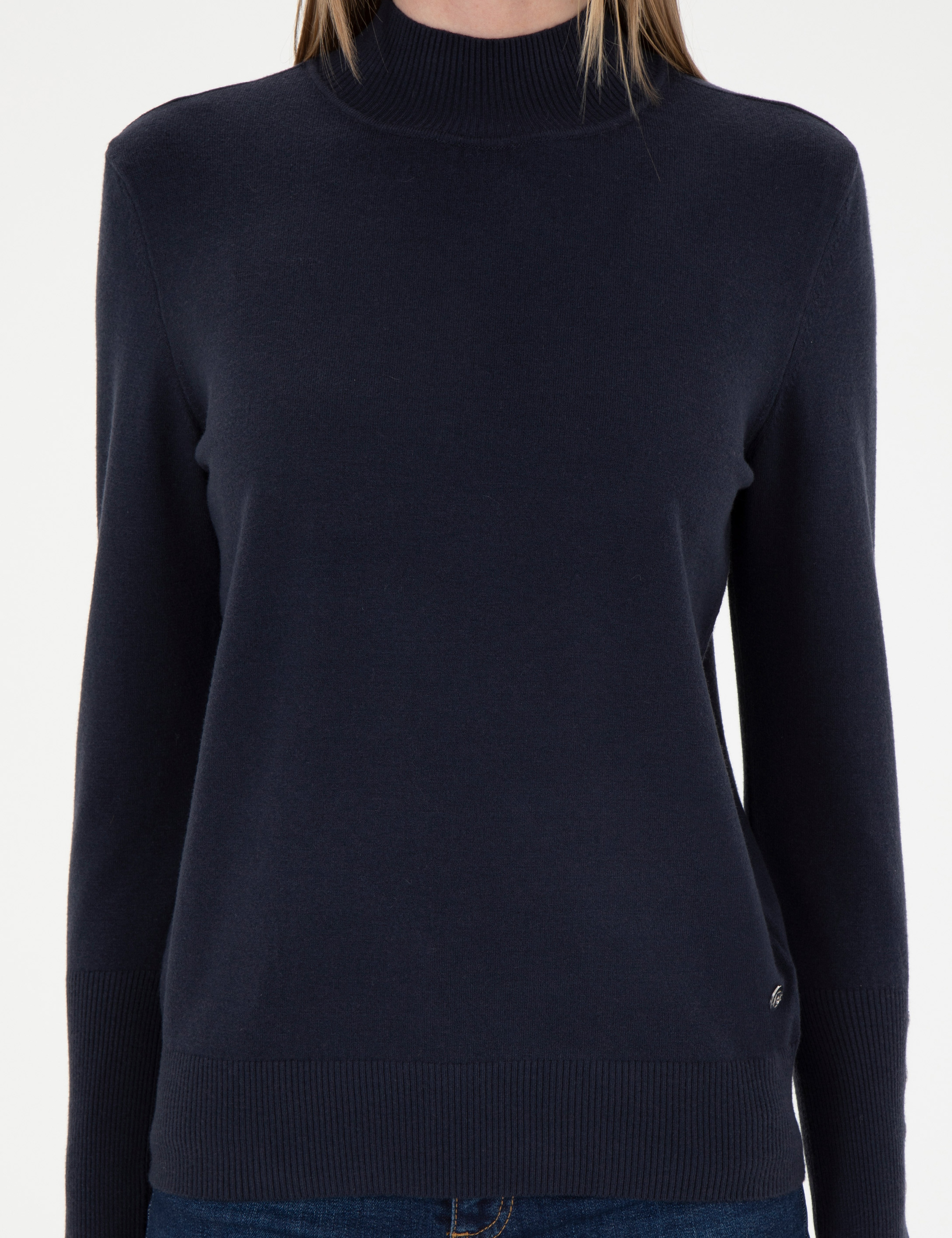 Lacivert Slim Fit Yarım Balıkçı Yaka Kazak