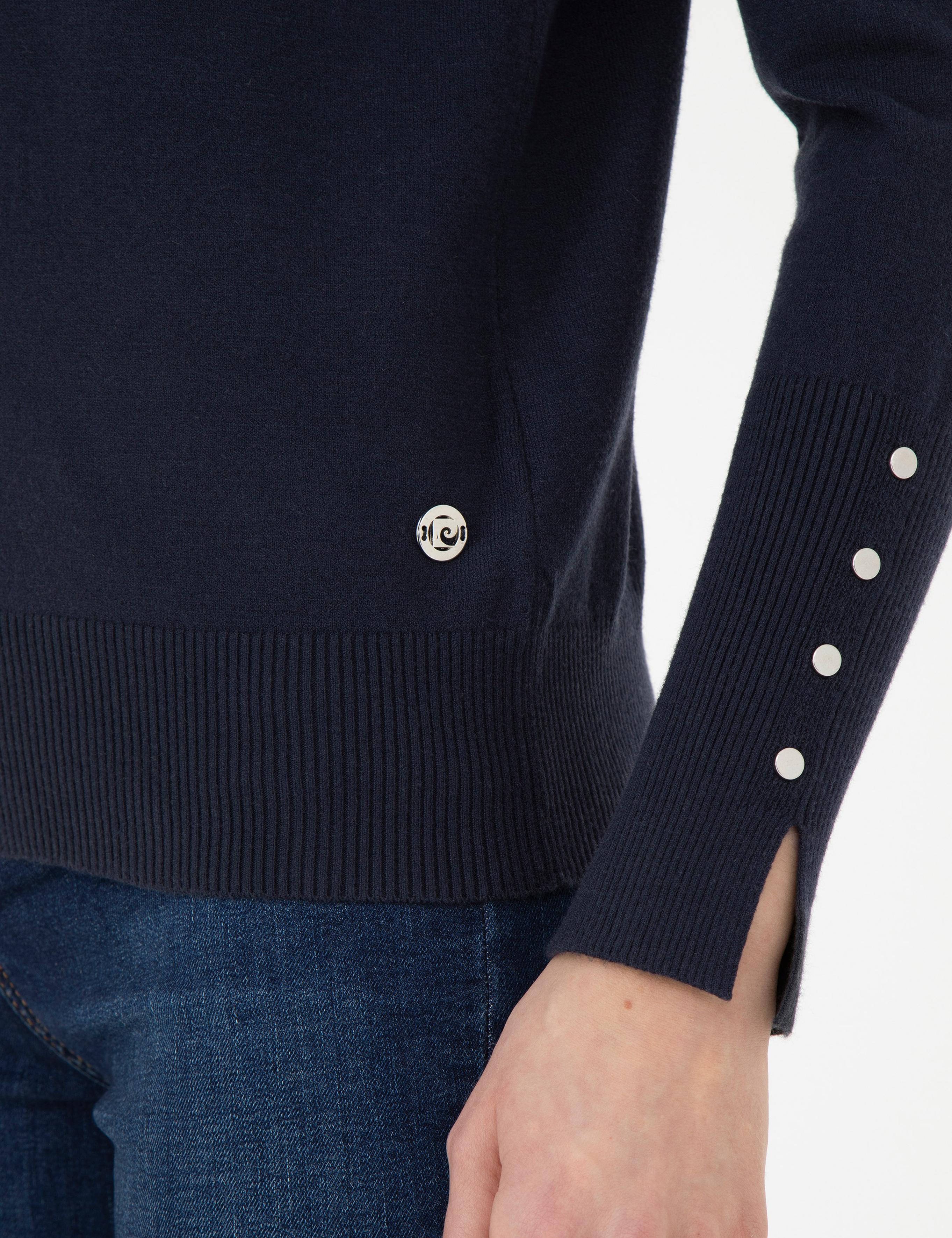 Lacivert Slim Fit Yarım Balıkçı Yaka Kazak