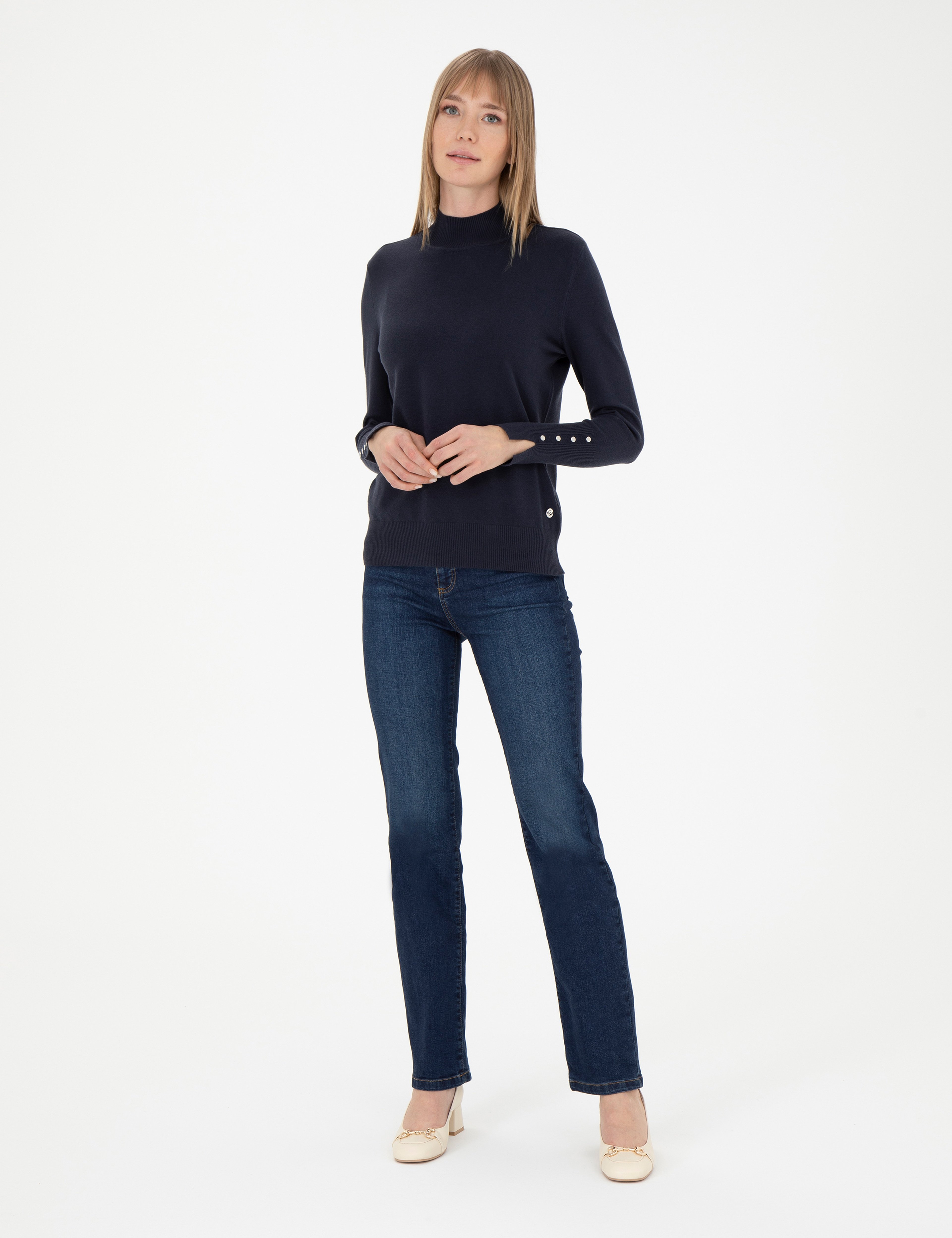 Lacivert Slim Fit Yarım Balıkçı Yaka Kazak - Image 4