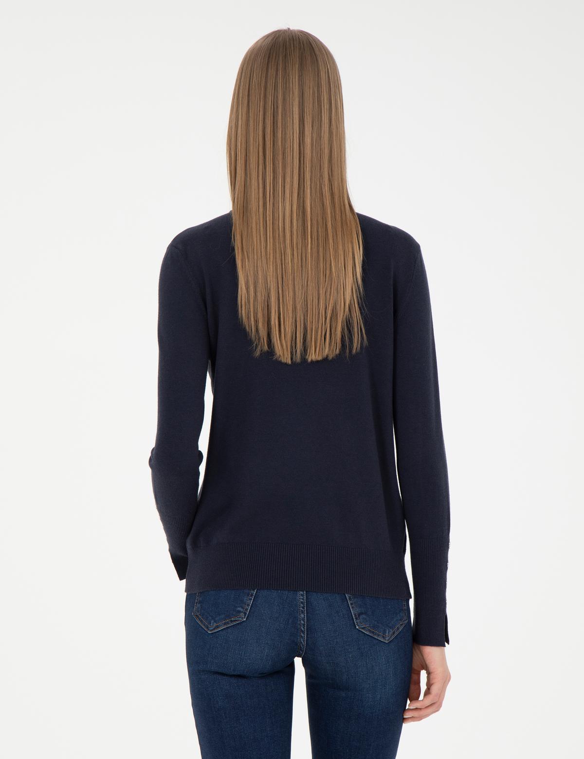 Lacivert Slim Fit Yarım Balıkçı Yaka Kazak - 50278031011