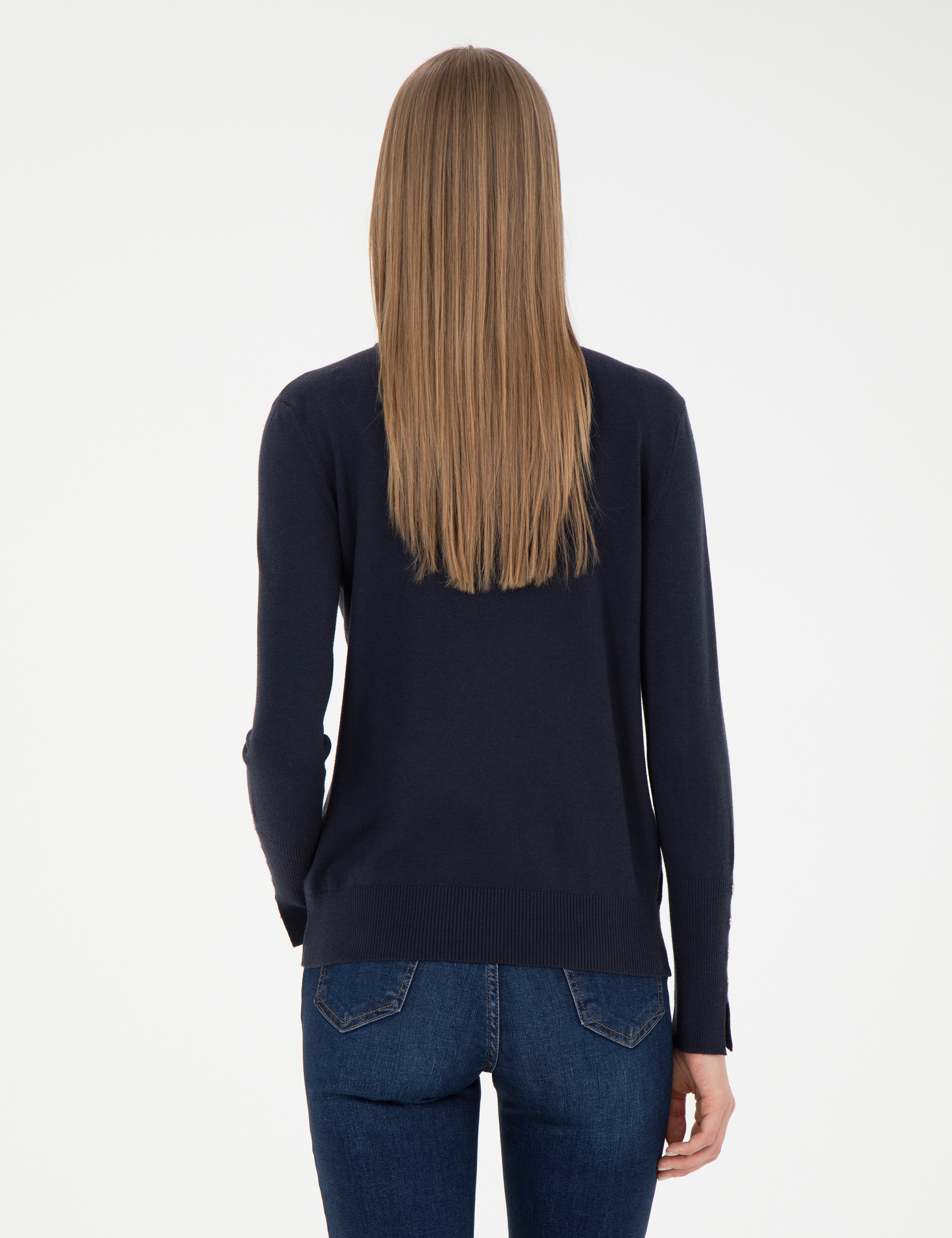 Lacivert Slim Fit Yarım Balıkçı Yaka Kazak
