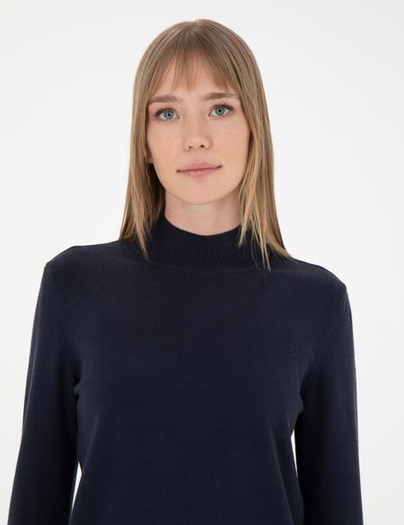 Lacivert Slim Fit Yarım Balıkçı Yaka Kazak - 50278031011