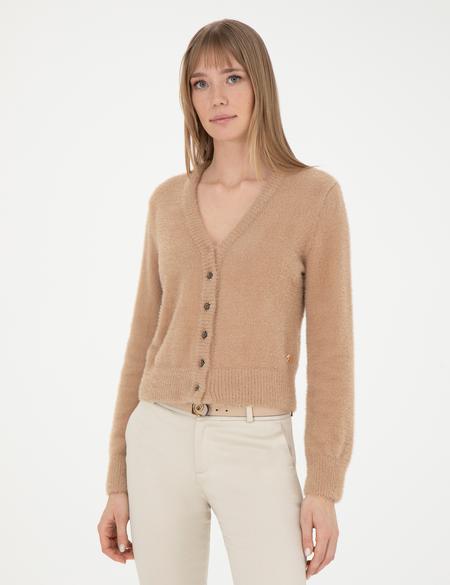 Bej Regular Fit Triko Hırka - 50278171005