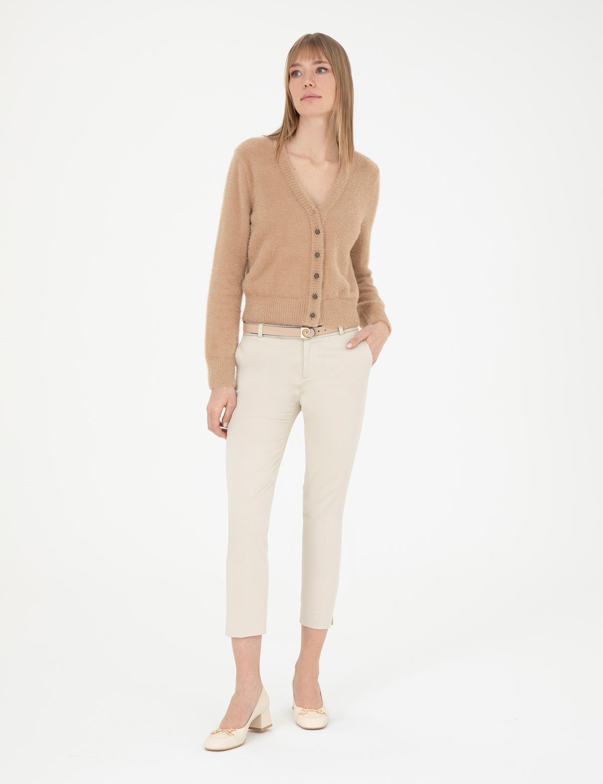 Bej Regular Fit Triko Hırka - 50278171005