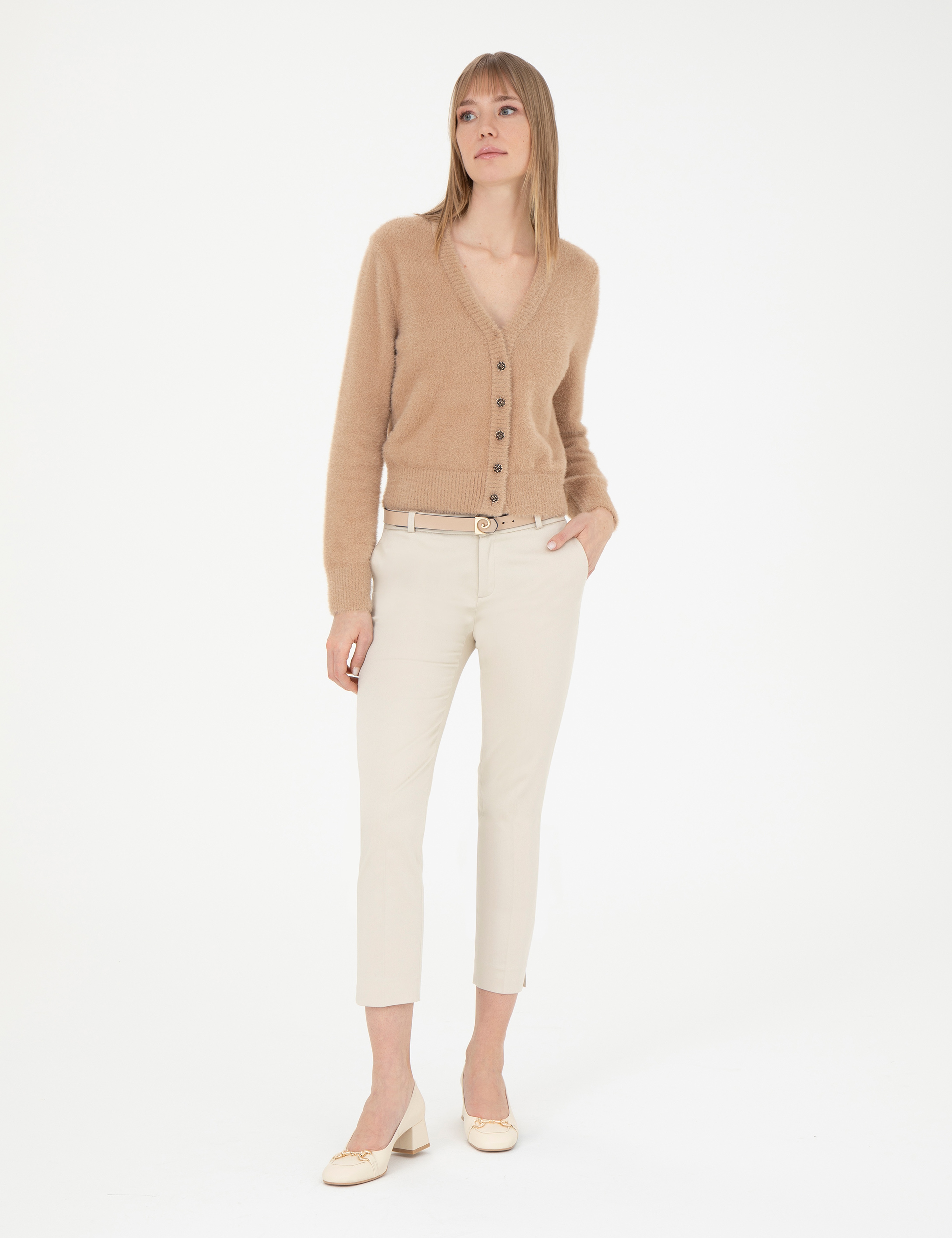 Bej Regular Fit Triko Hırka - Image 4