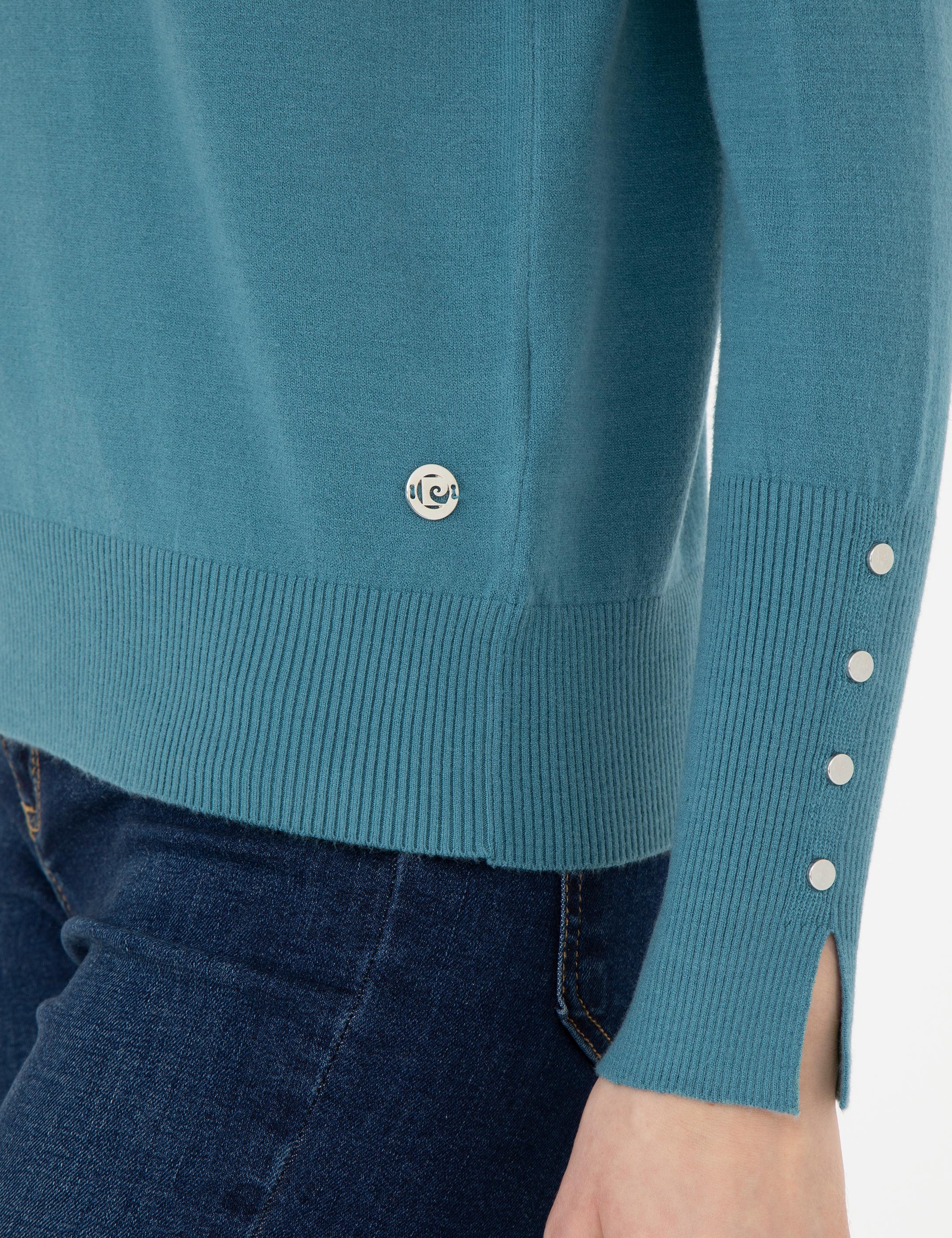 Petrol Slim Fit Yarım Balıkçı Basic Kazak - Image 7