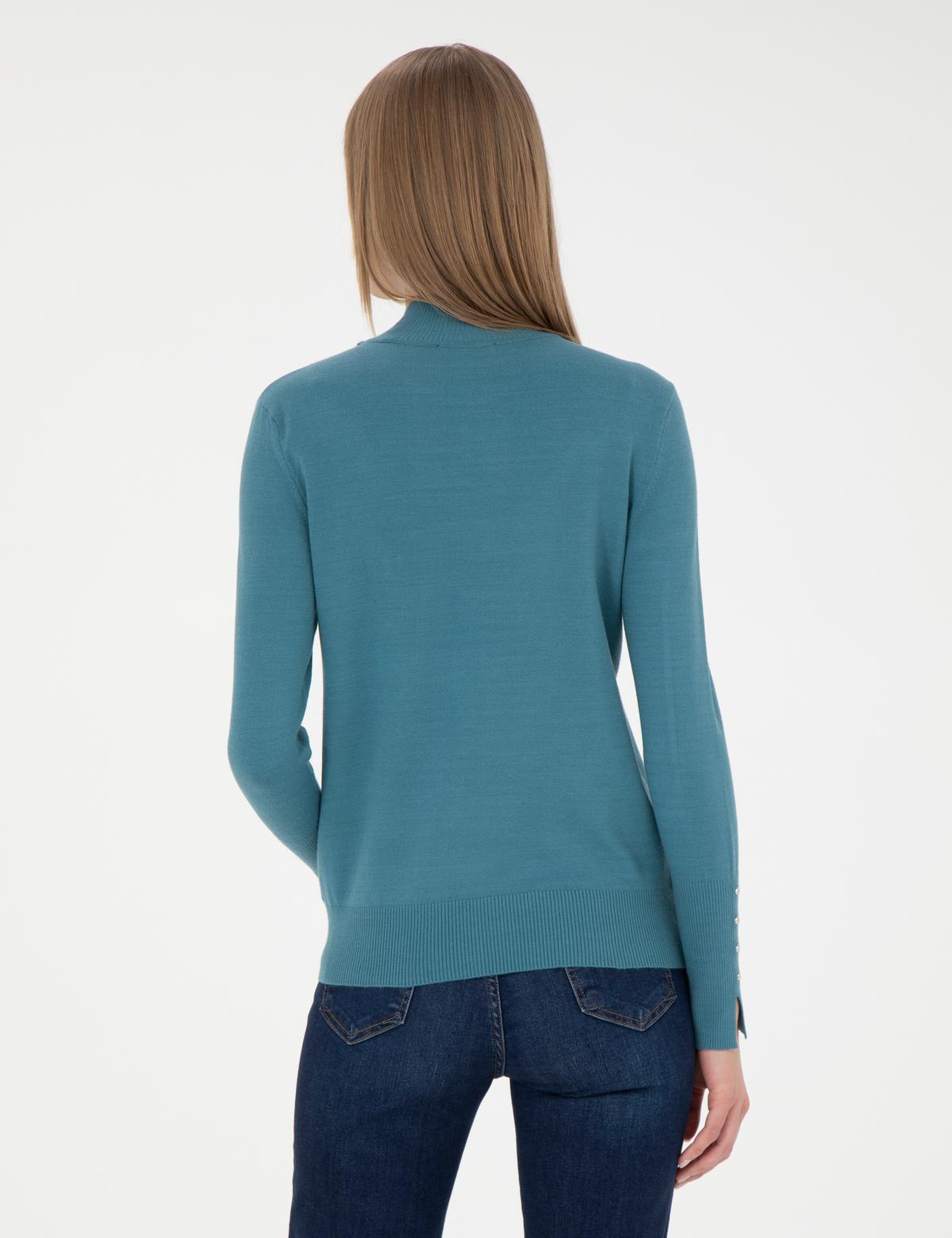 Petrol Slim Fit Kazak - 50278031023