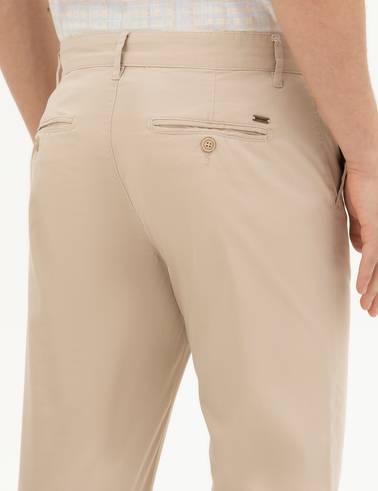 Bej Regular Fit Kanvas Pantolon