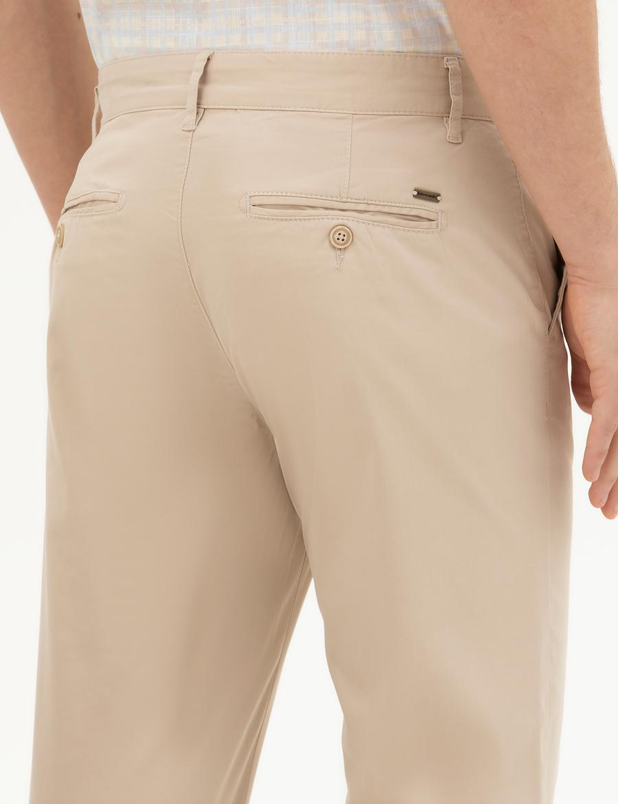 Bej Regular Fit Kanvas Pantolon