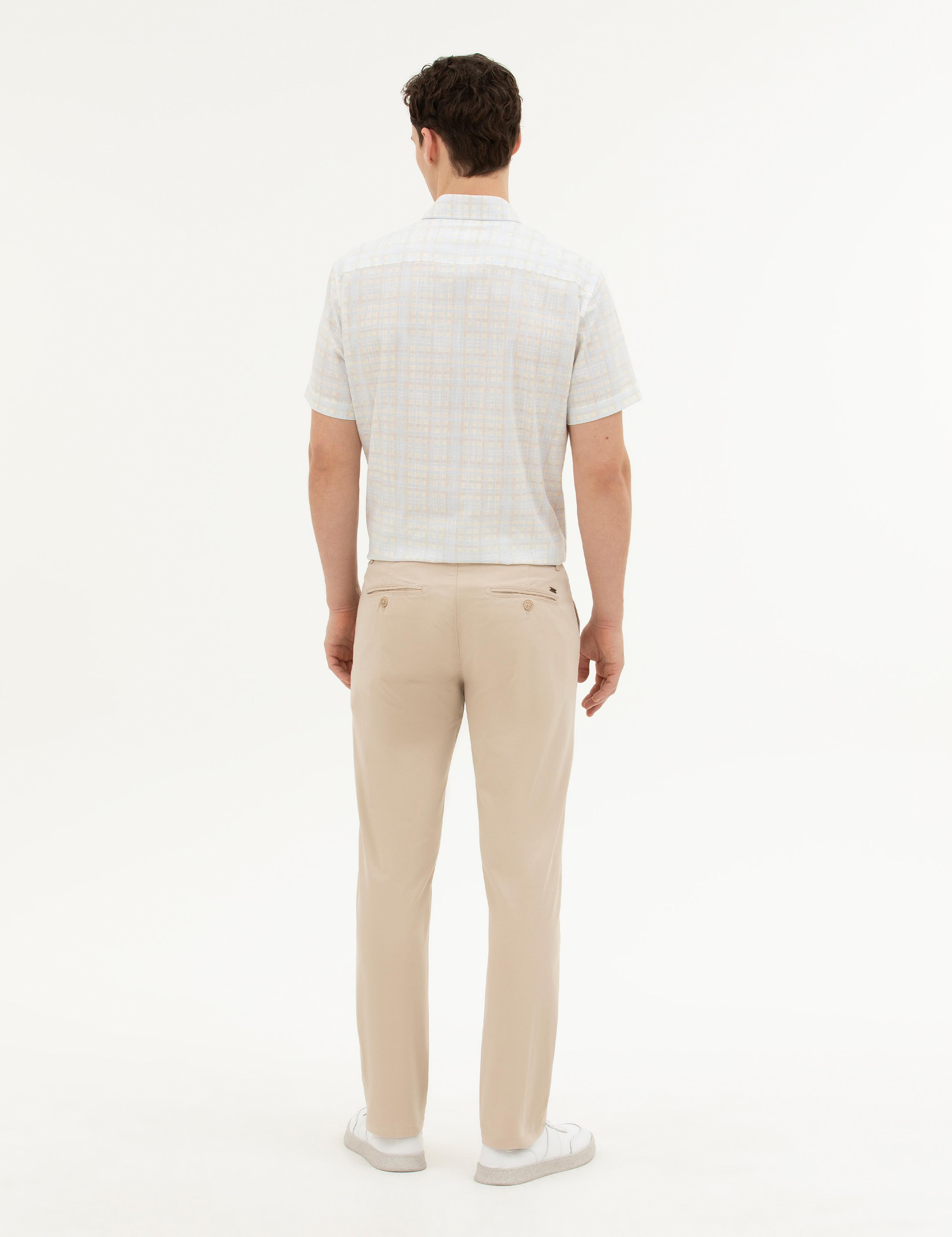 Bej Regular Fit Kanvas Pantolon